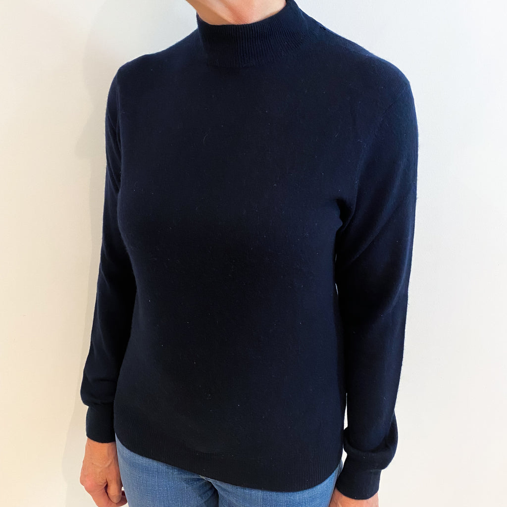 Dark Navy Cashmere Turtle Neck Jumper Medium