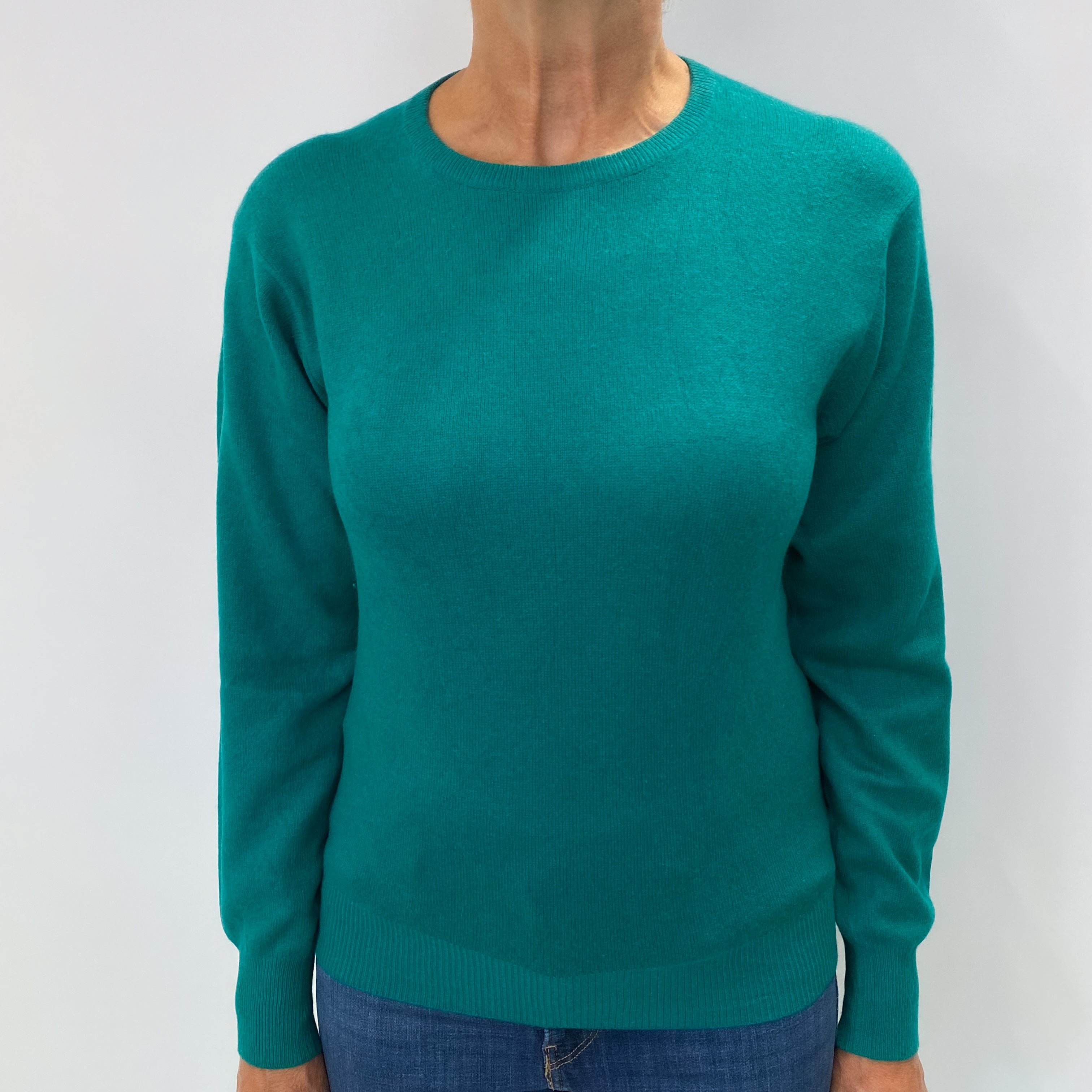 Cyan Green Cashmere Crew Neck Jumper Medium