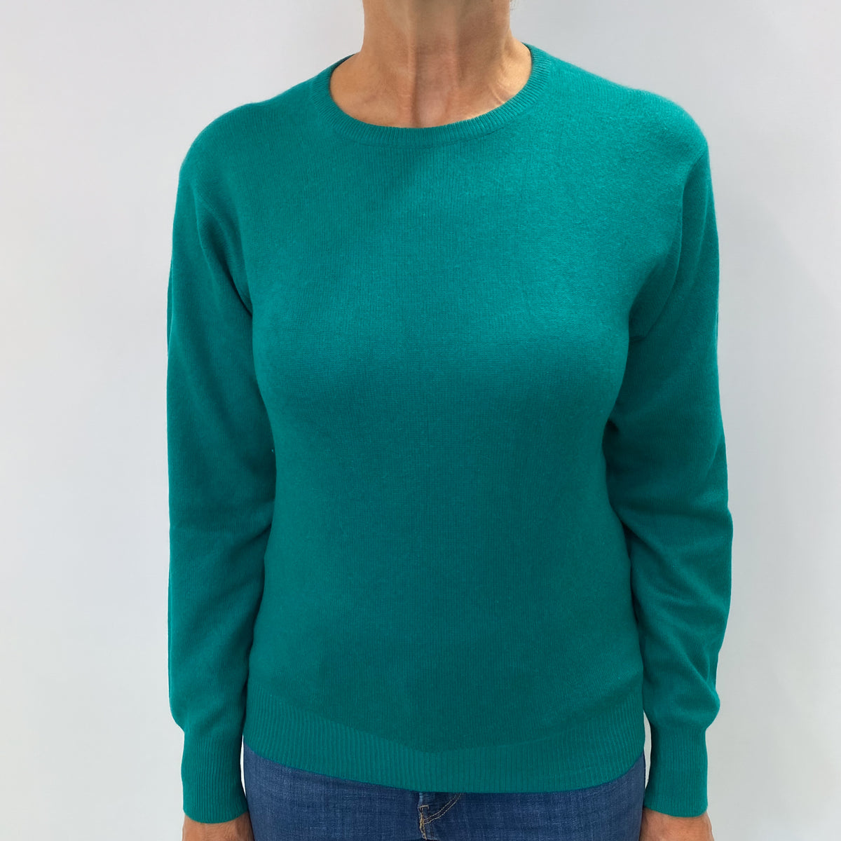 Cyan Green Cashmere Crew Neck Jumper Medium