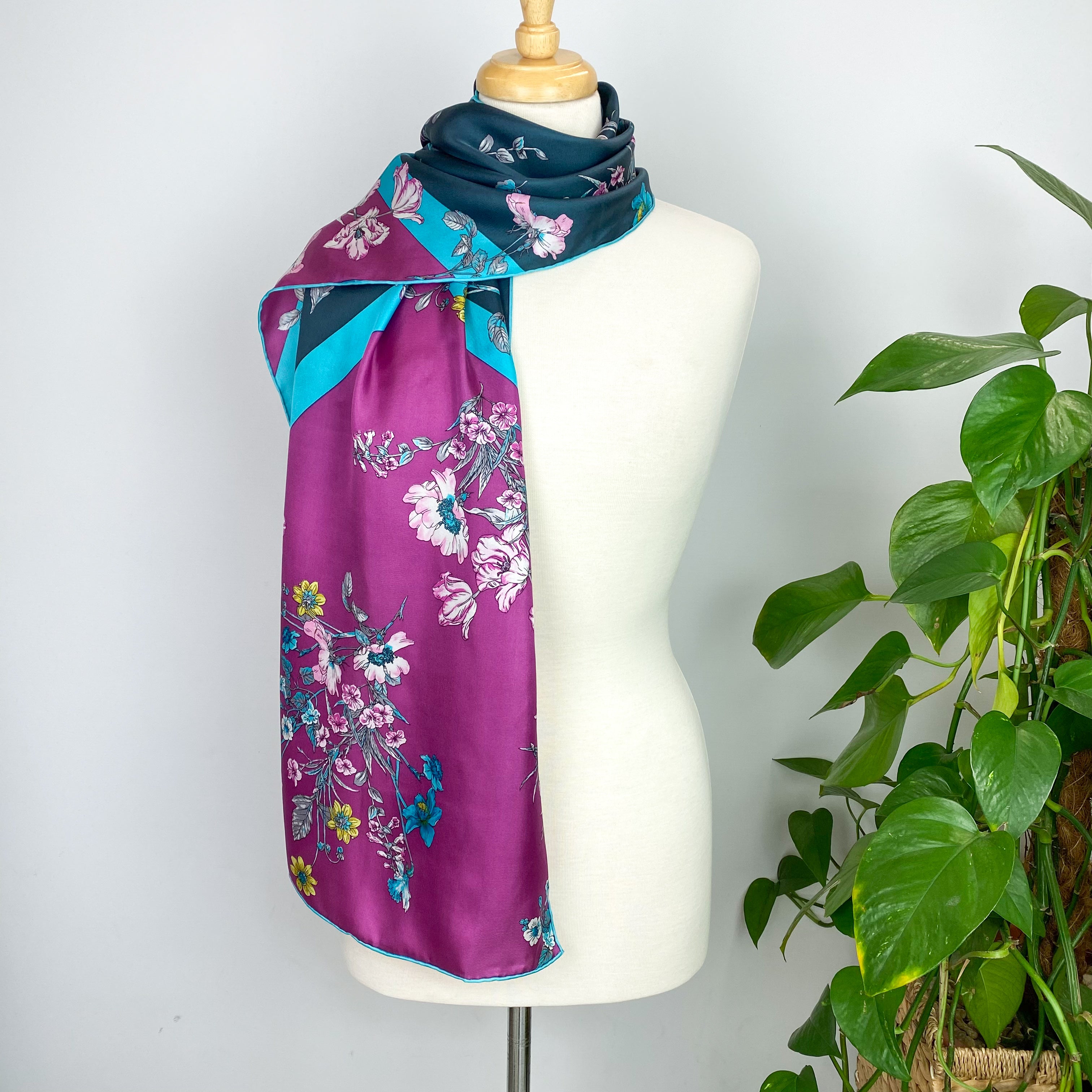 Fraas Long Floral Silk Scarf
