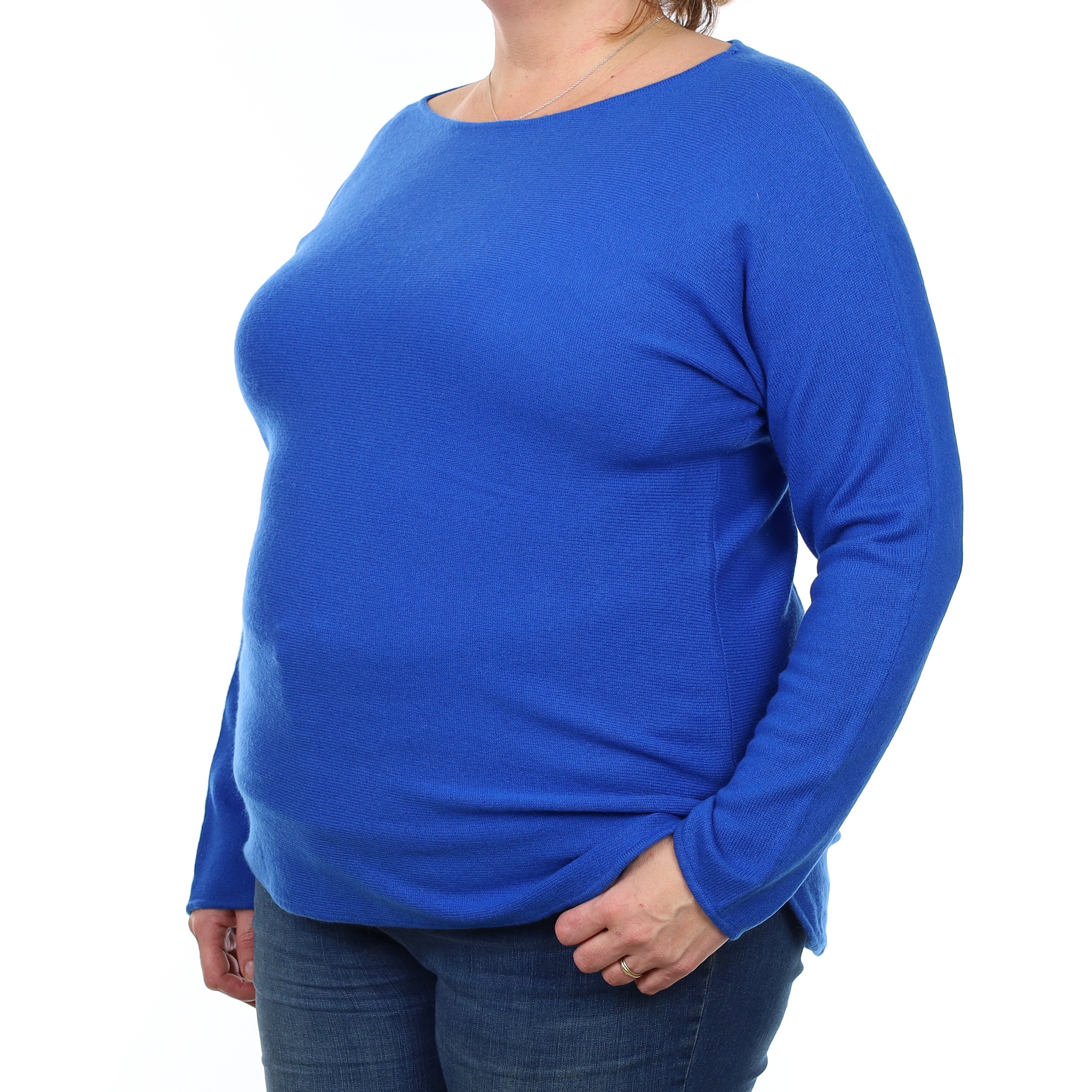Electric Blue Cashmere Batwing Boat Neck Jumper Extra Large