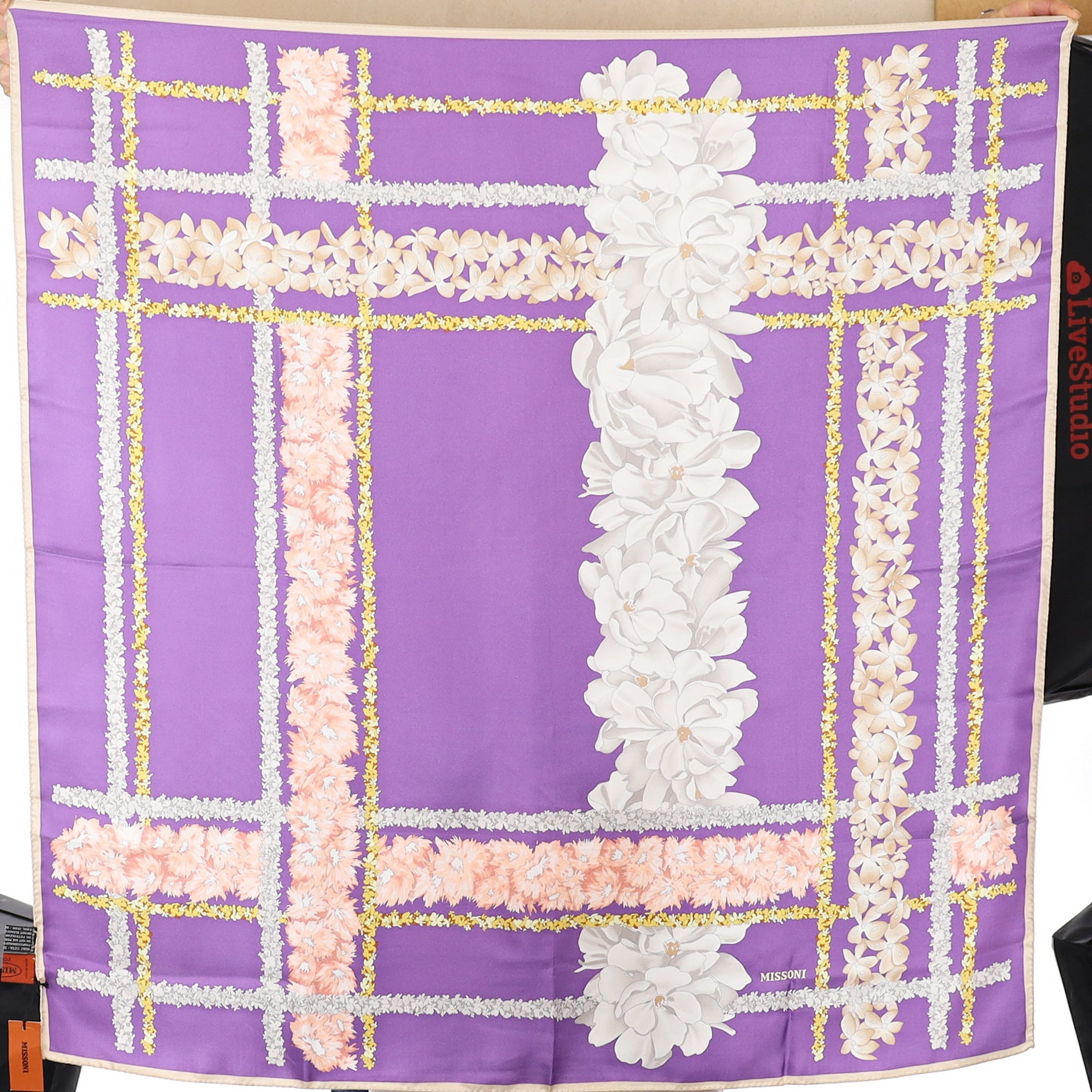 Brand New Missoni Mauve Floral Silk Scarf