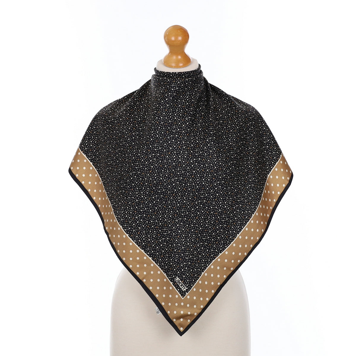 Liberty Black and Beige Spotted Vintage Silk Scarf