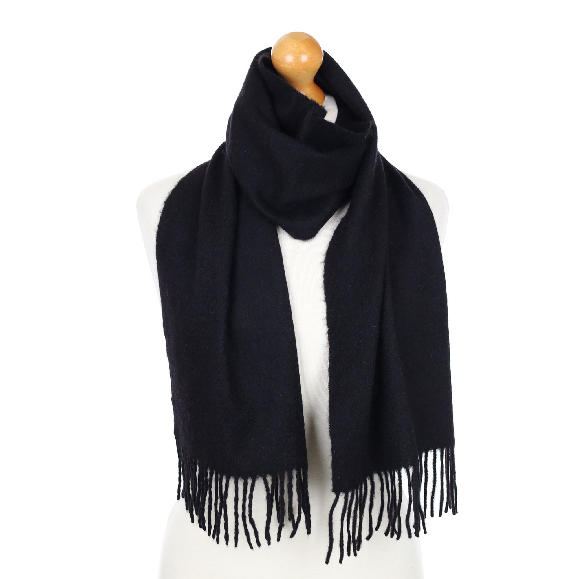 Black Fringed Cashmere Woven Scarf