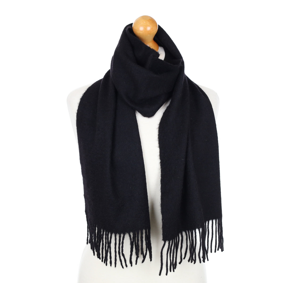 Black Fringed Cashmere Woven Scarf