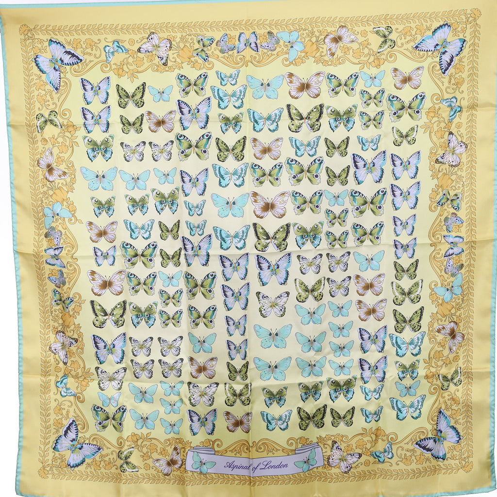 Brand New Boxed Aspinal Of London Butterfly Design Silk Scarf