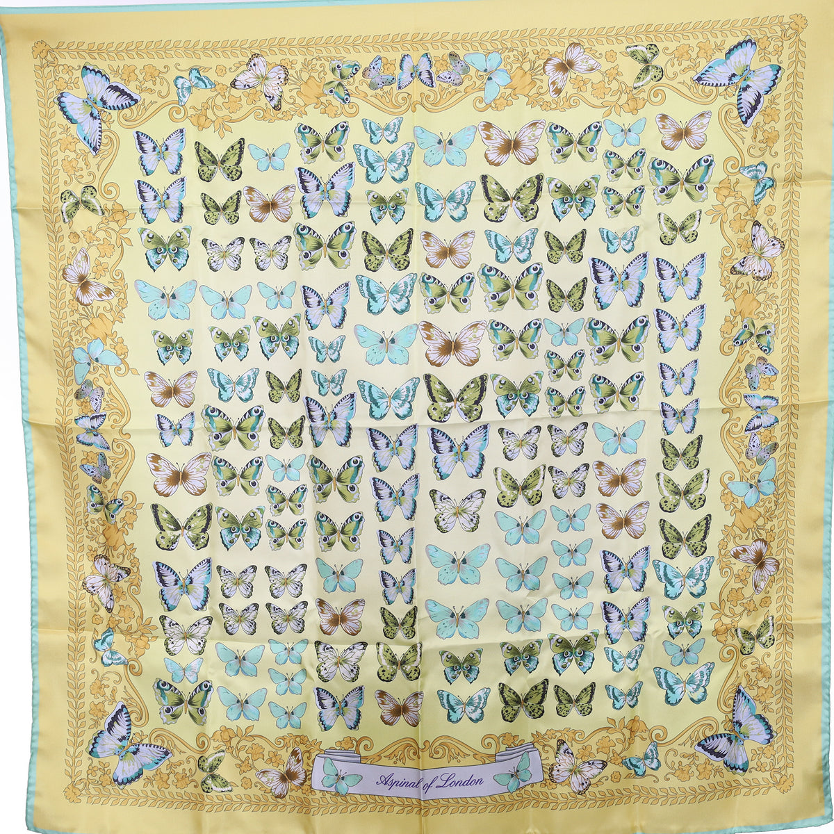 Brand New Boxed Aspinal Of London Butterfly Design Silk Scarf