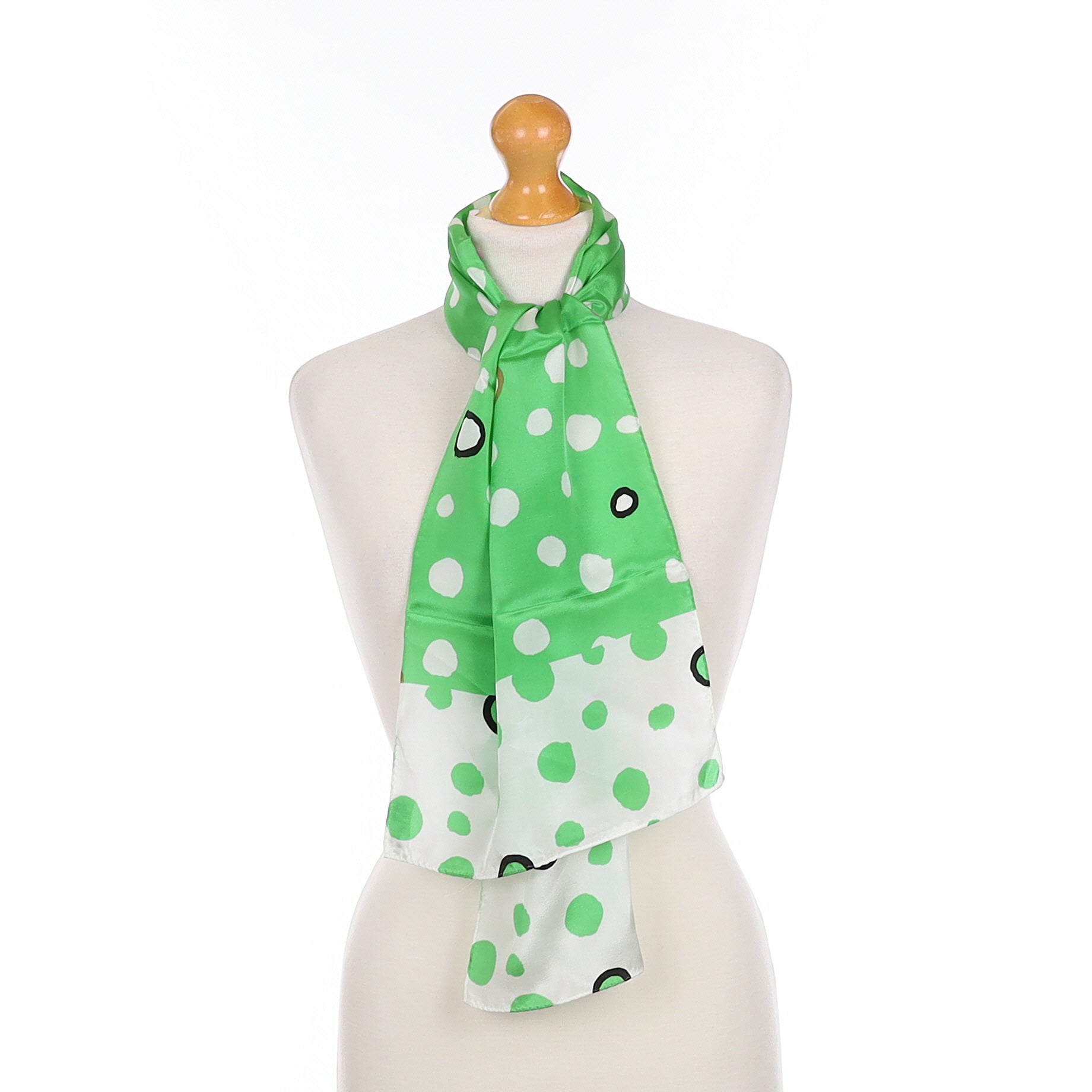 Brand New Echo Green Spotted Silk Scarf