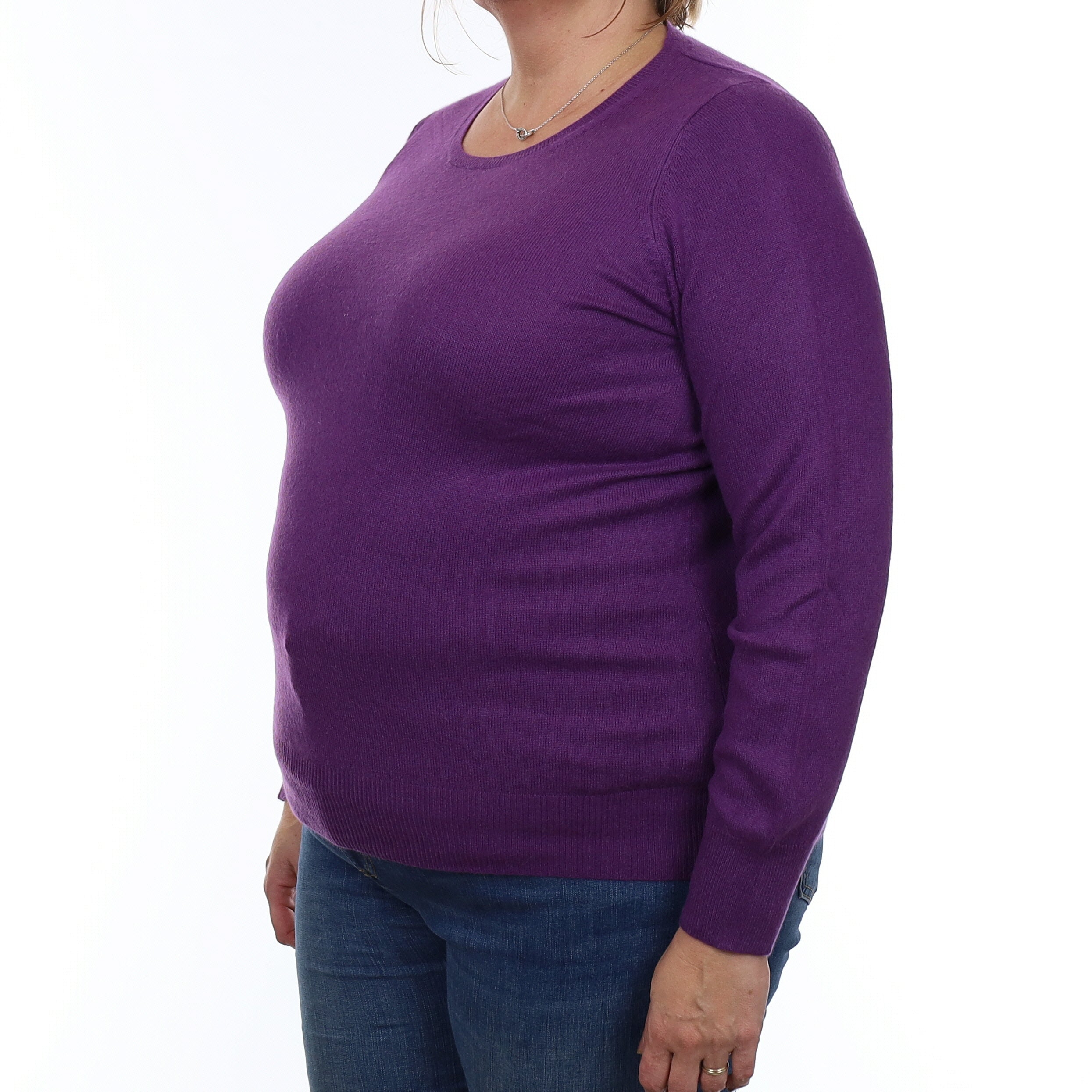 Iris Purple Cashmere Crew Neck Jumper Extra Large