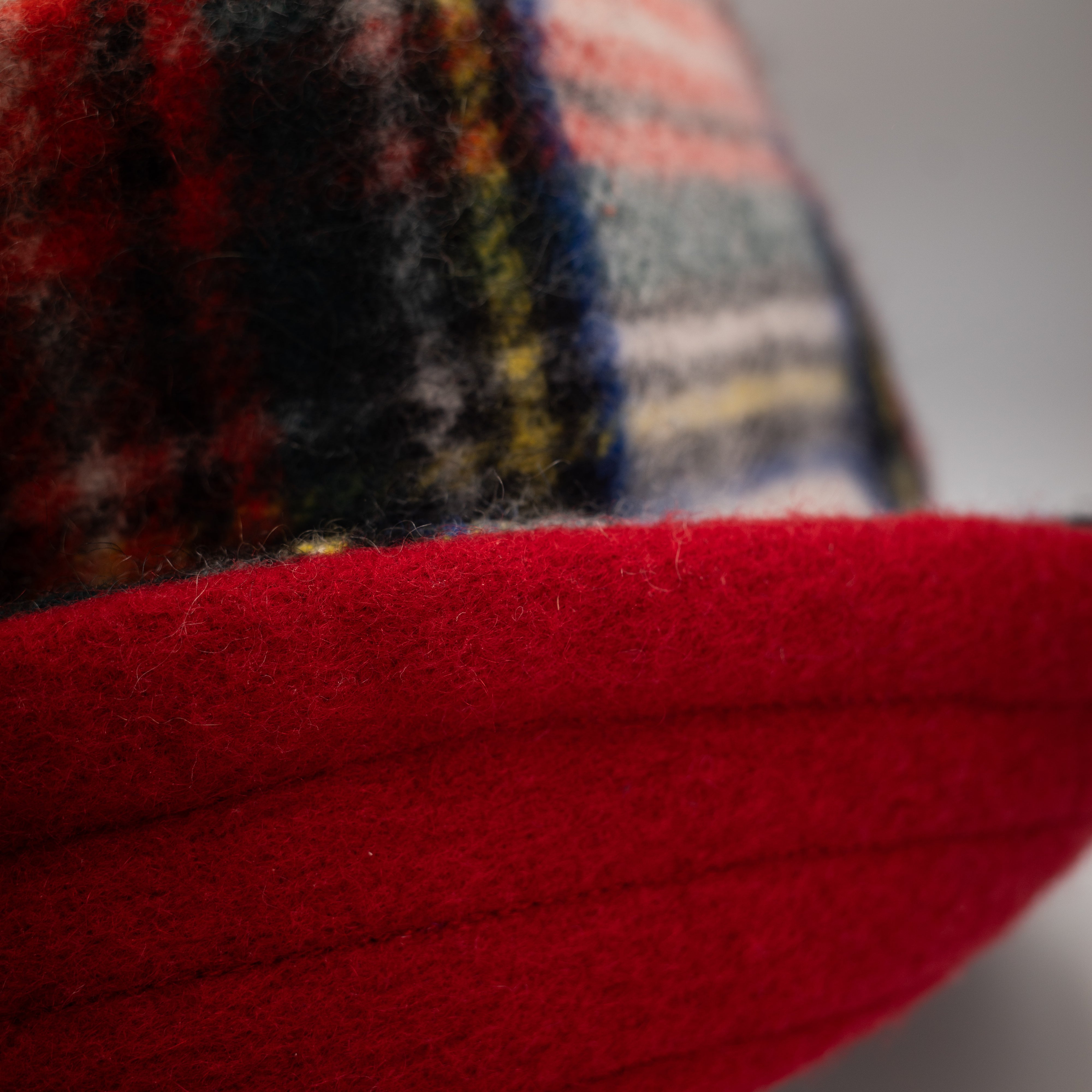 Red Tartan Reversible Cashmere Bucket Hat Small