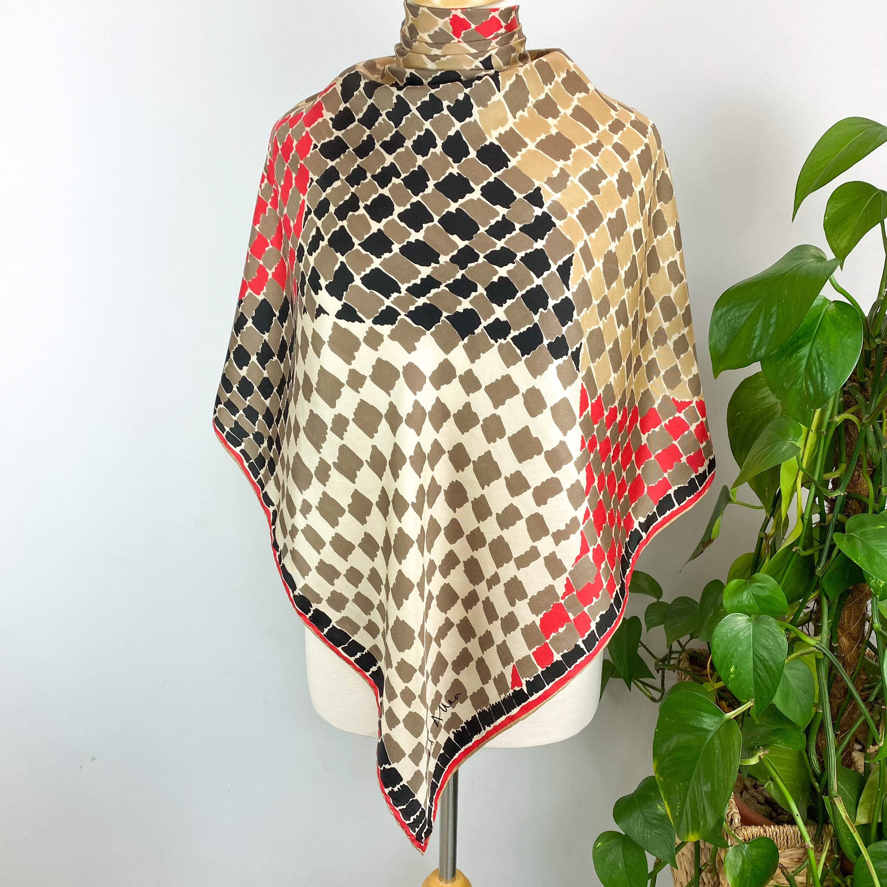 1970s Richard Allan Geometric Vintage Silk Scarf