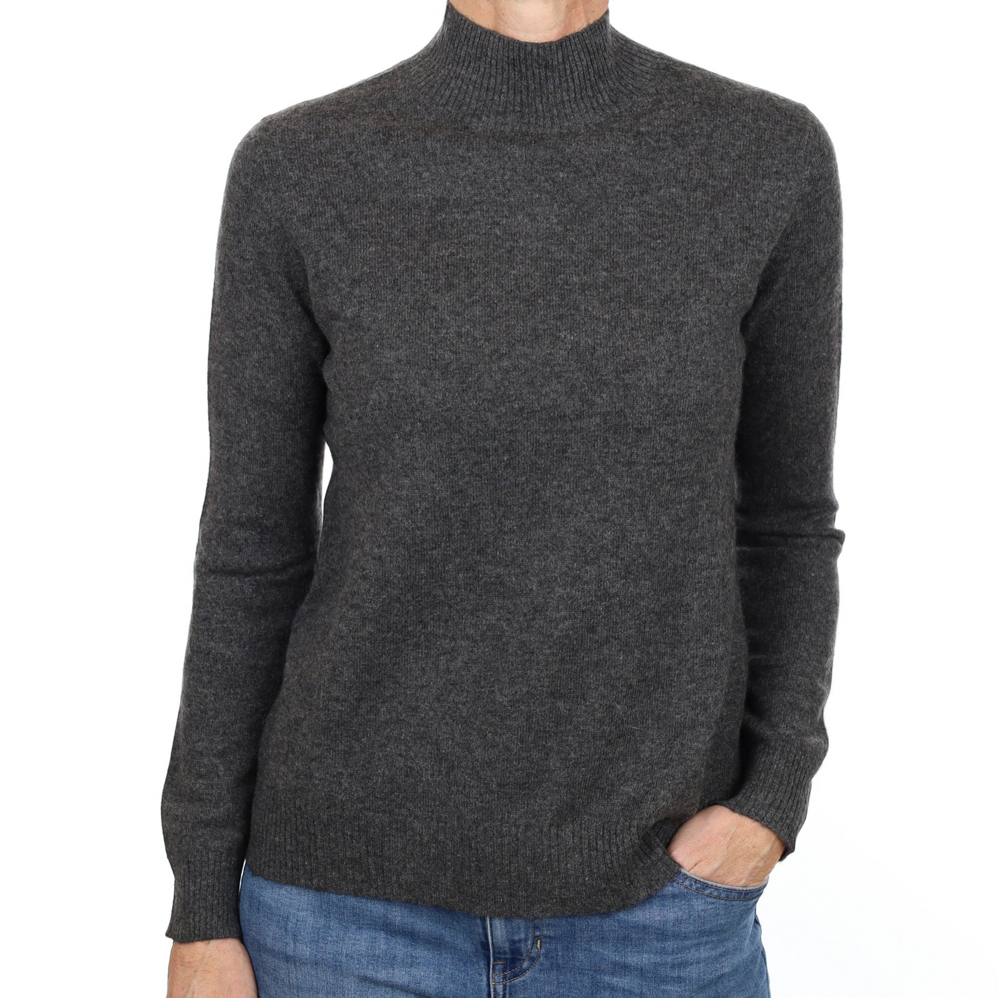 Slate Grey Cashmere Turtle Neck Jumper Small