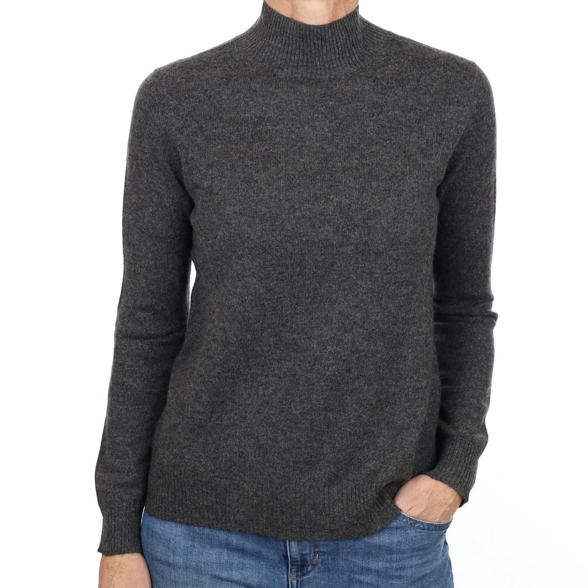Slate Grey Cashmere Turtle Neck Jumper Small