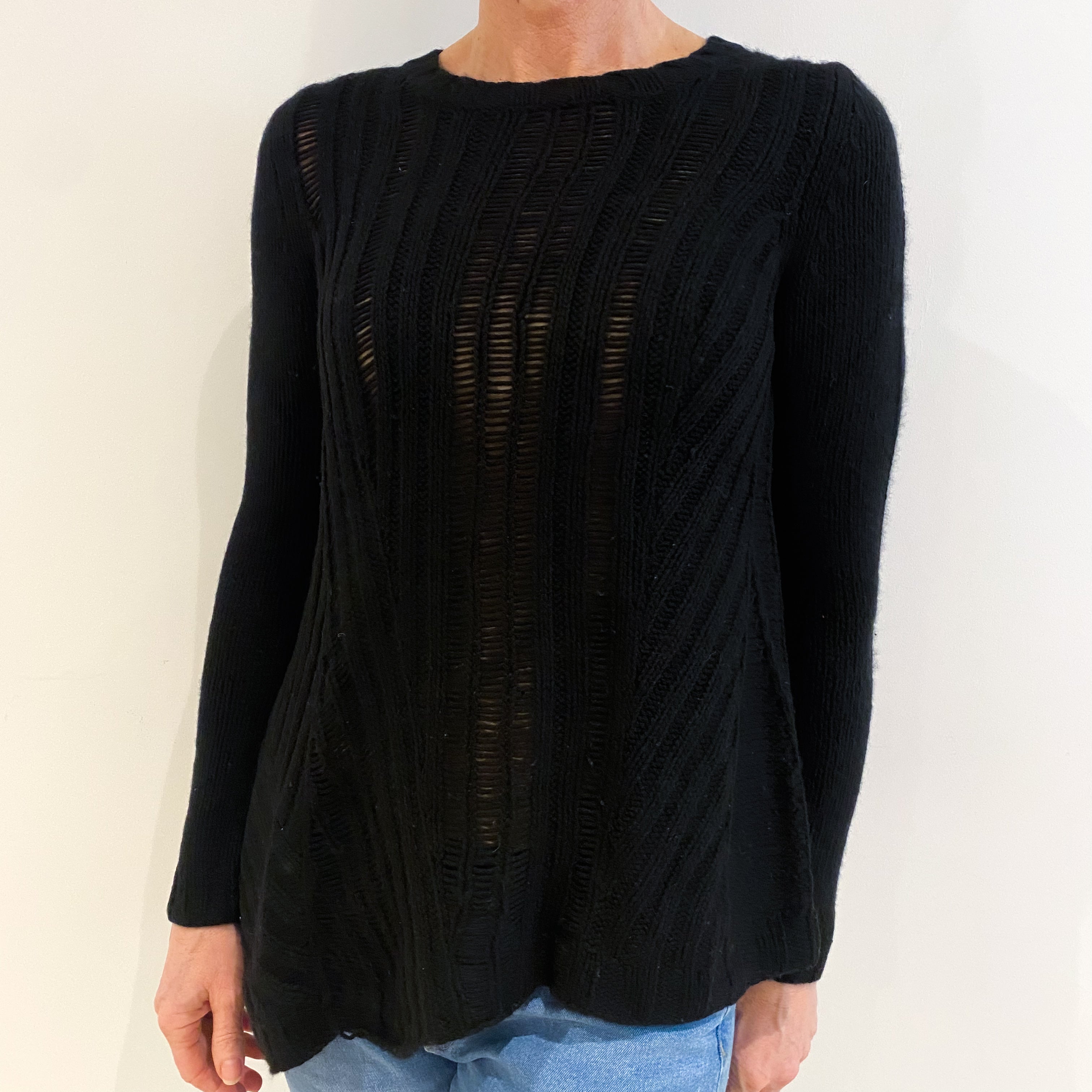 Black Cashmere Crew Neck Jumper Small