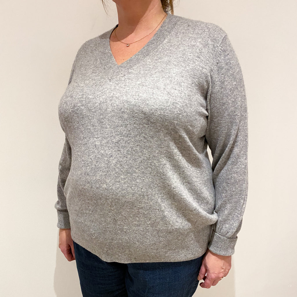 Ash Grey Cashmere V Neck Jumper Extra Extra Extra Large