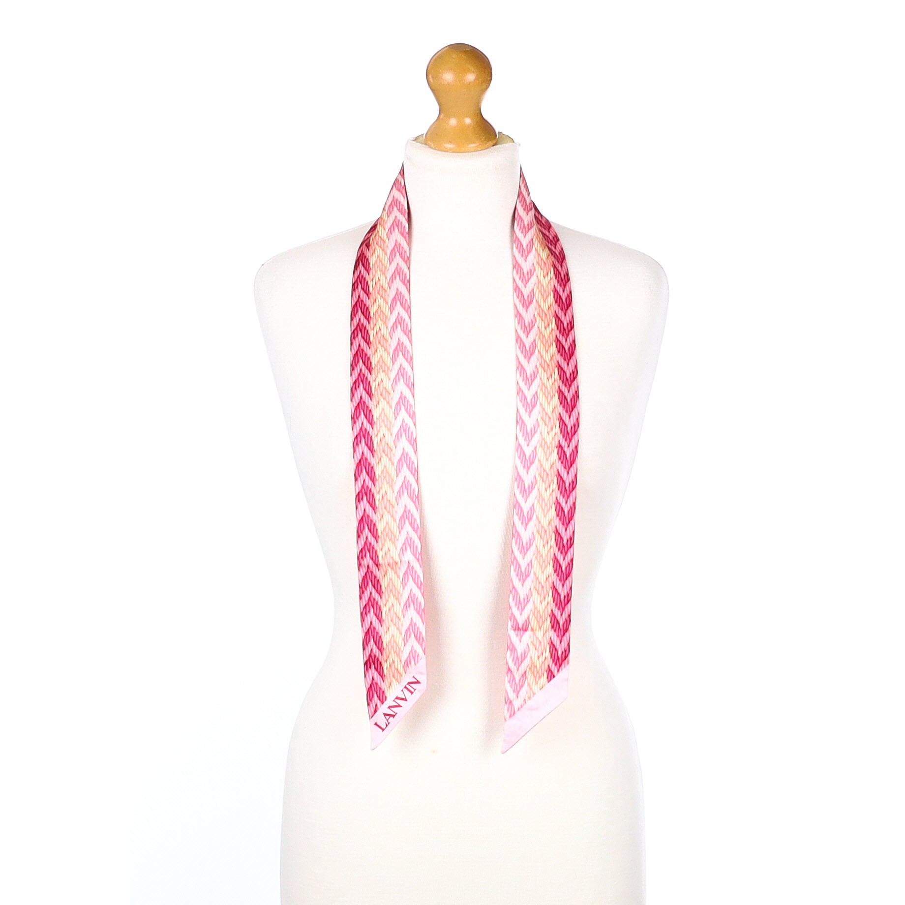 Lanvin Pink Tie Style Silk Scarf