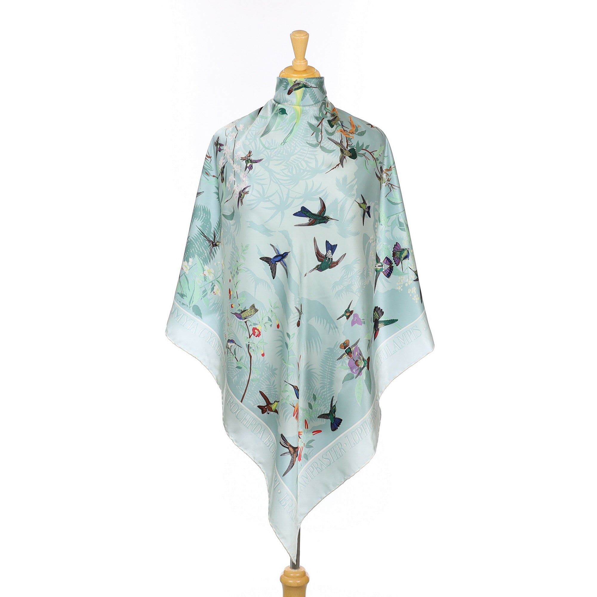 Past Times Pale Aqua Bird Design Vintage Silk Scarf