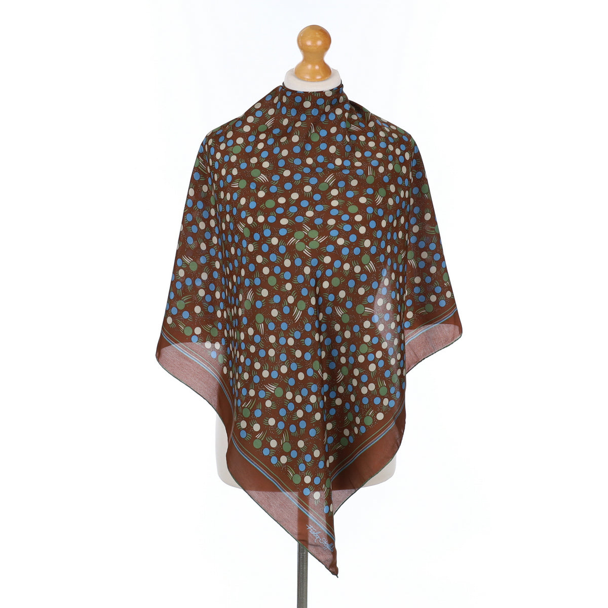 Fisba Stoffels Spotted Brown Silk Scarf