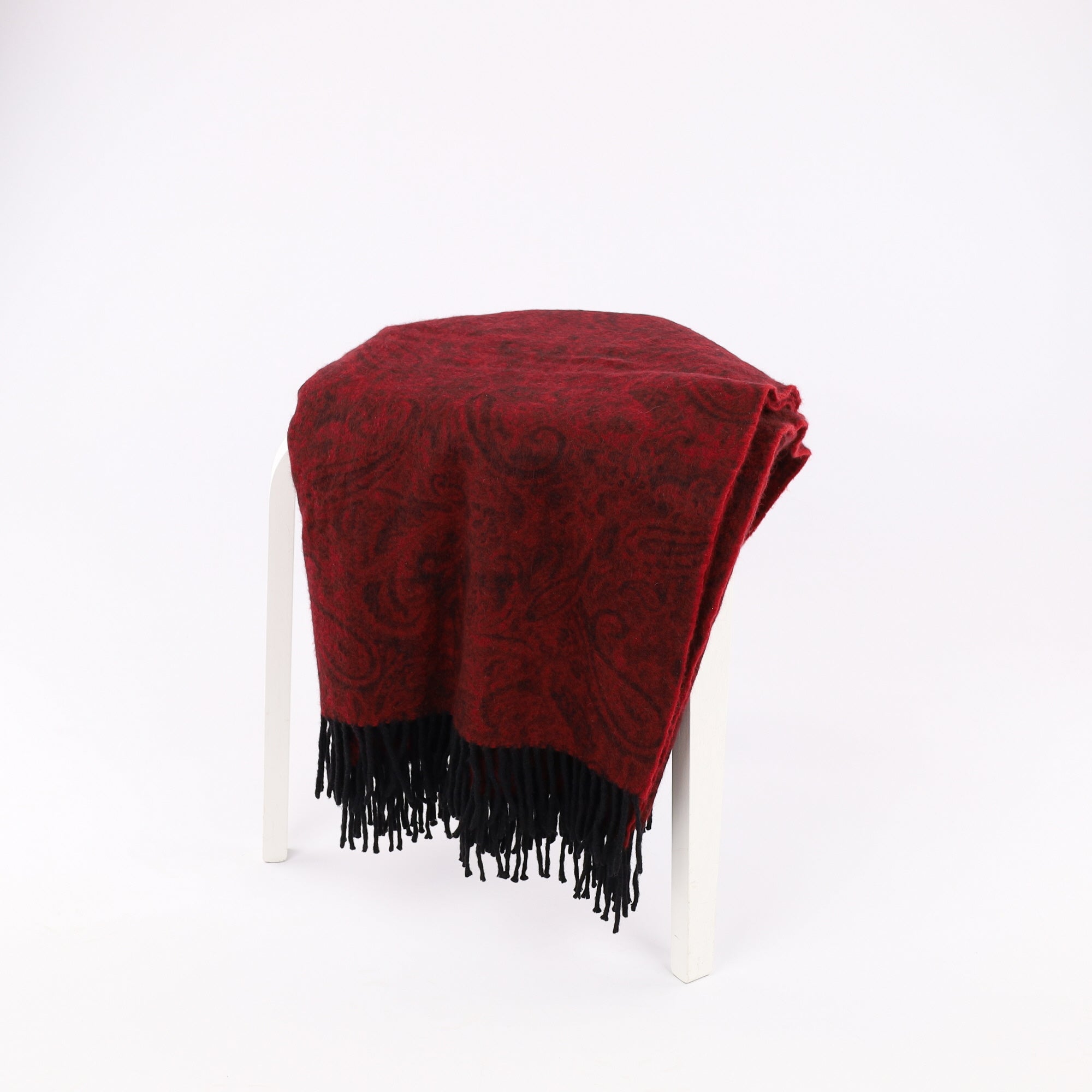 English Wine Red Paisley Cashmere Blanket