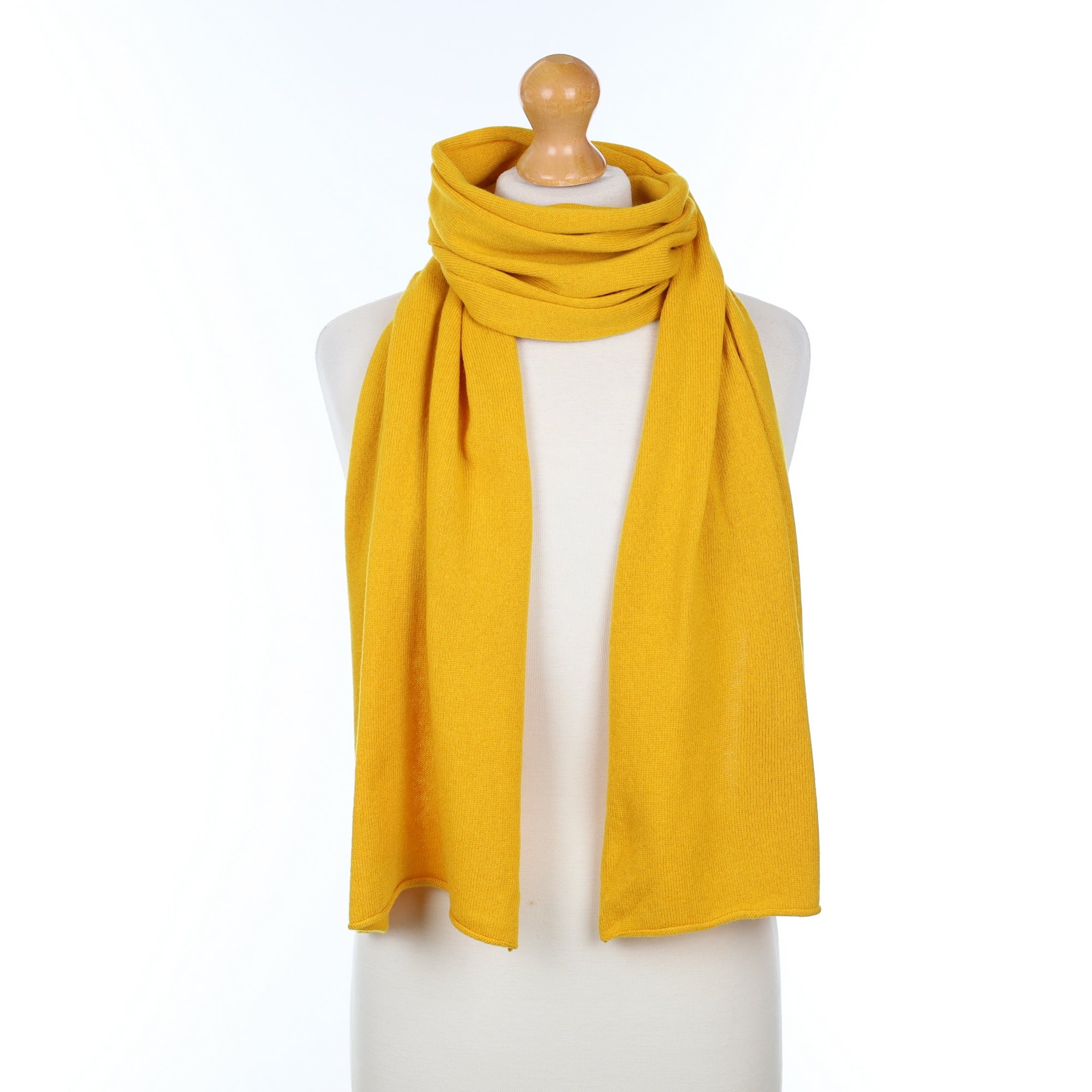Brand New Scottish Mustard Yellow Cashmere Knitted Scarf