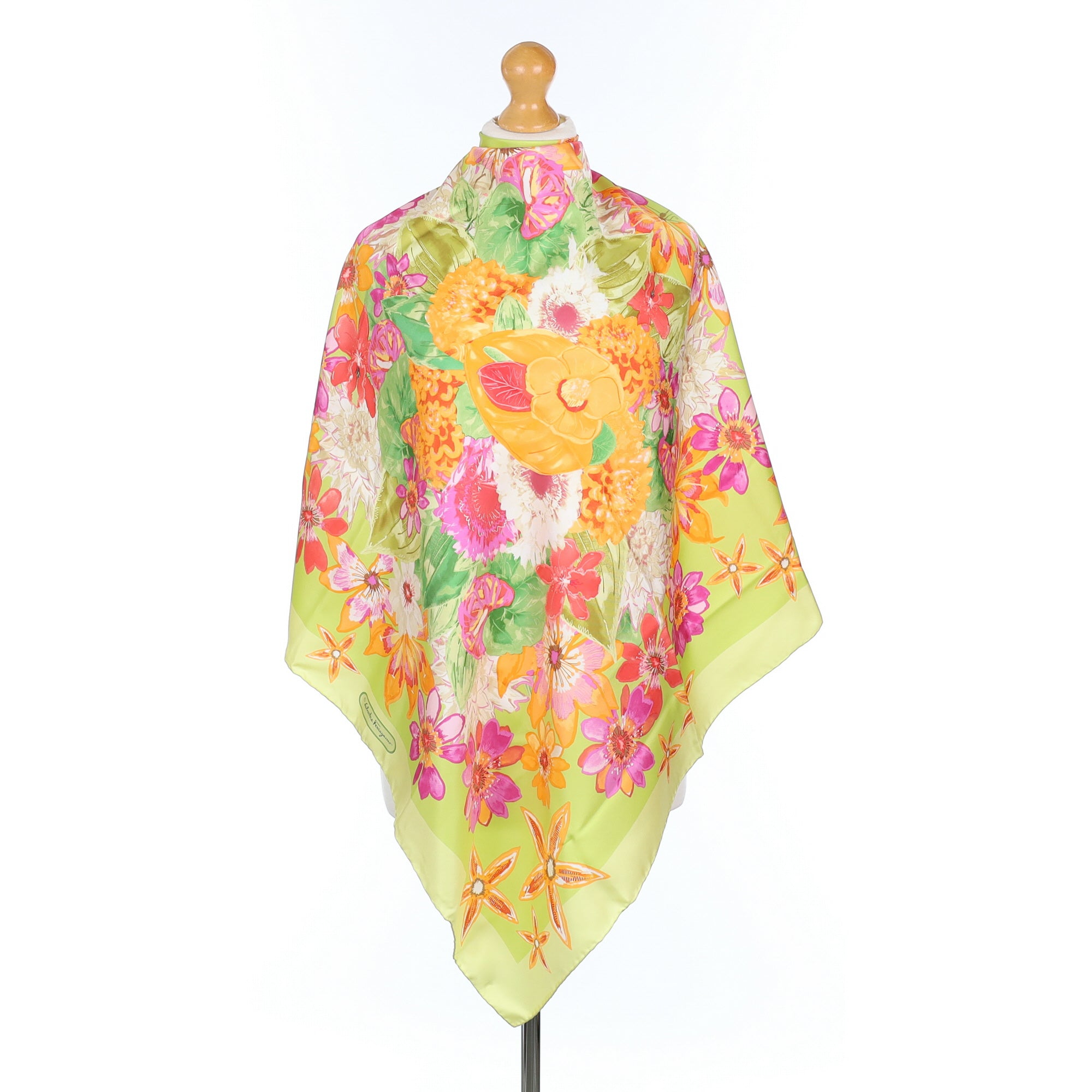 Brand New Boxed Salvatore Ferragamo Summery Floral Silk Scarf