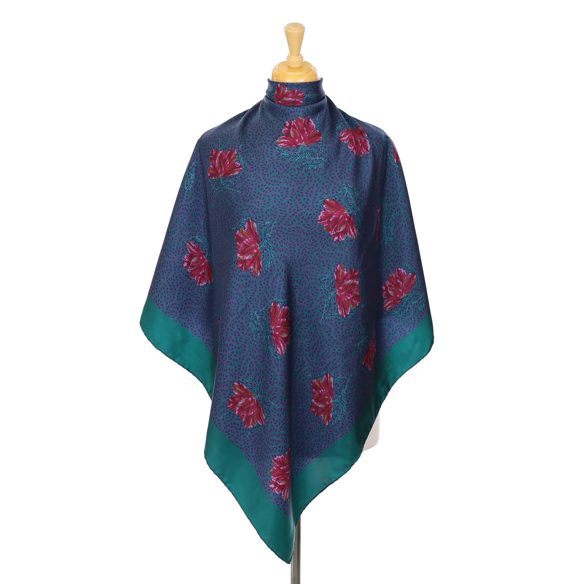 Laura Ashley Green Floral Silk Scarf