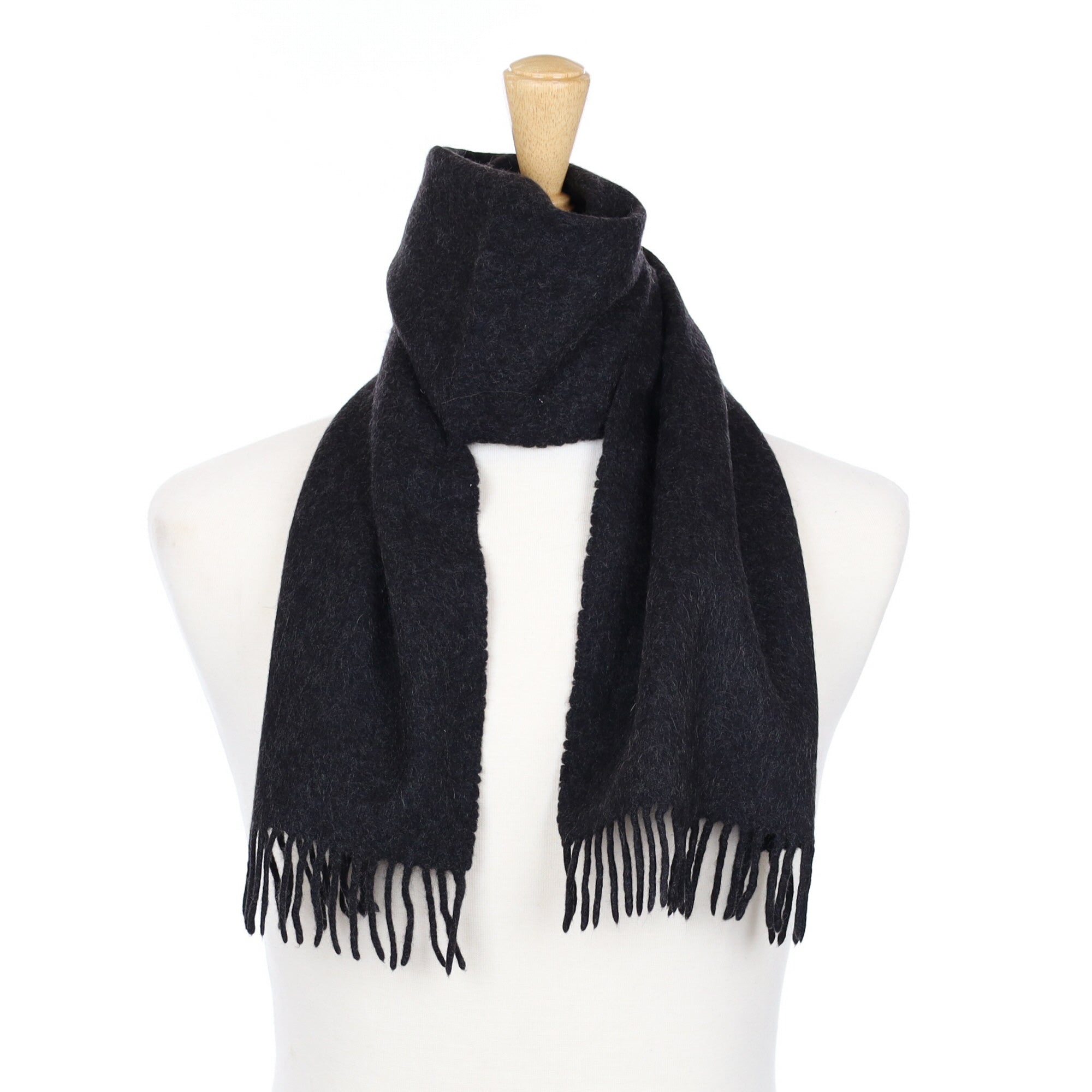 Graphite Grey Cashmere Fringed Woven Scarf