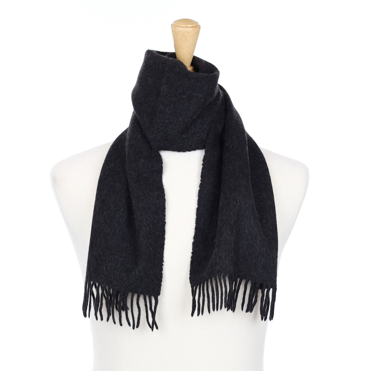 Graphite Grey Cashmere Fringed Woven Scarf