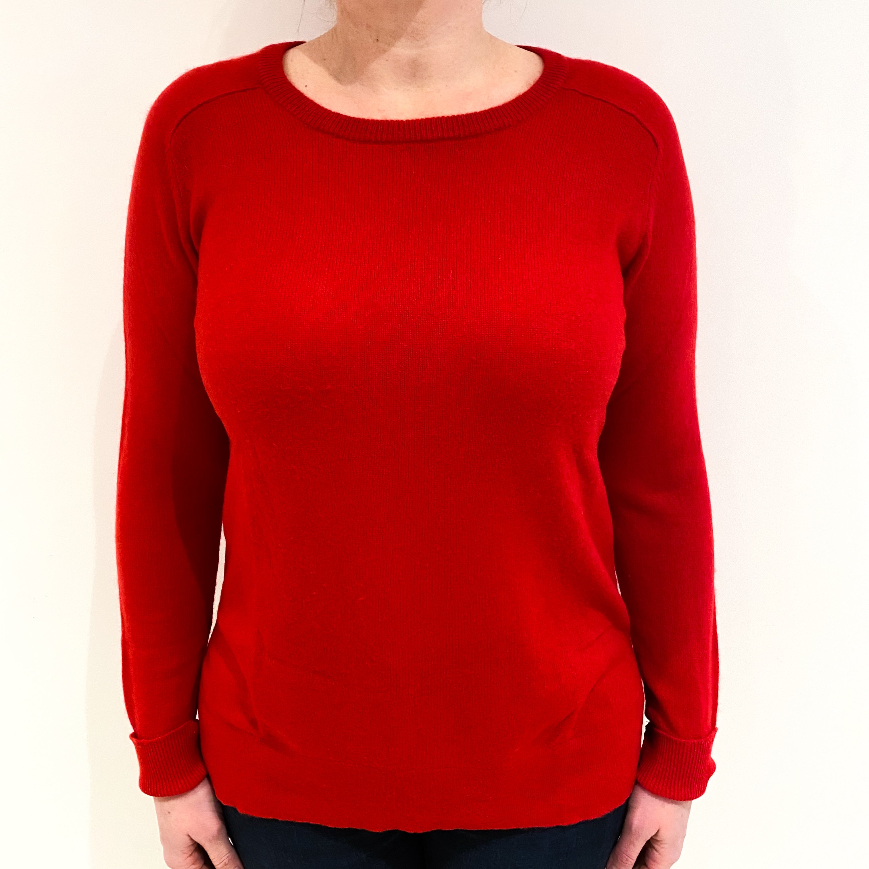 Tomato Red Cashmere Crew Neck Jumper Large