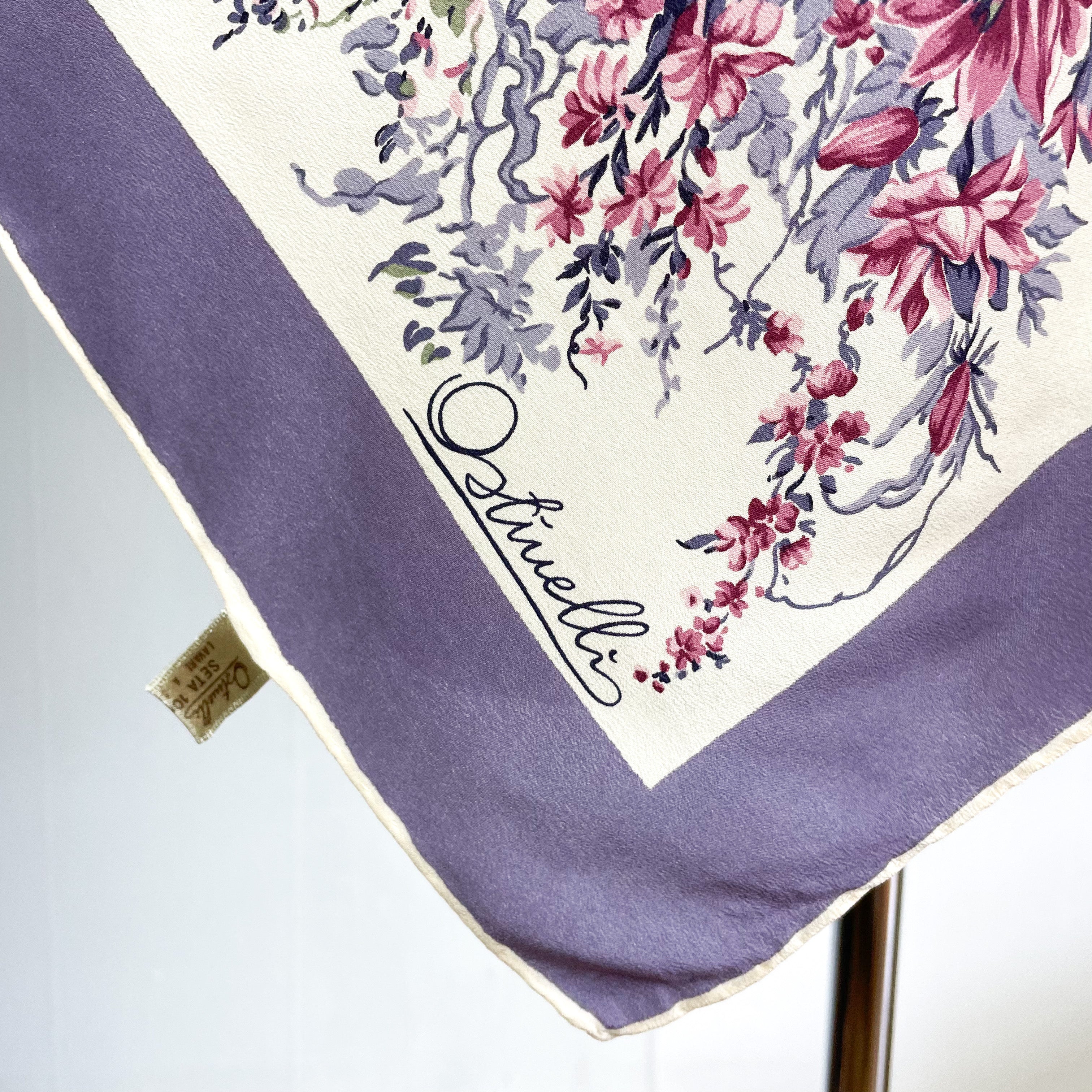 Unworn Crêpe Ostinelli Italian Floral Vintage Silk Scarf