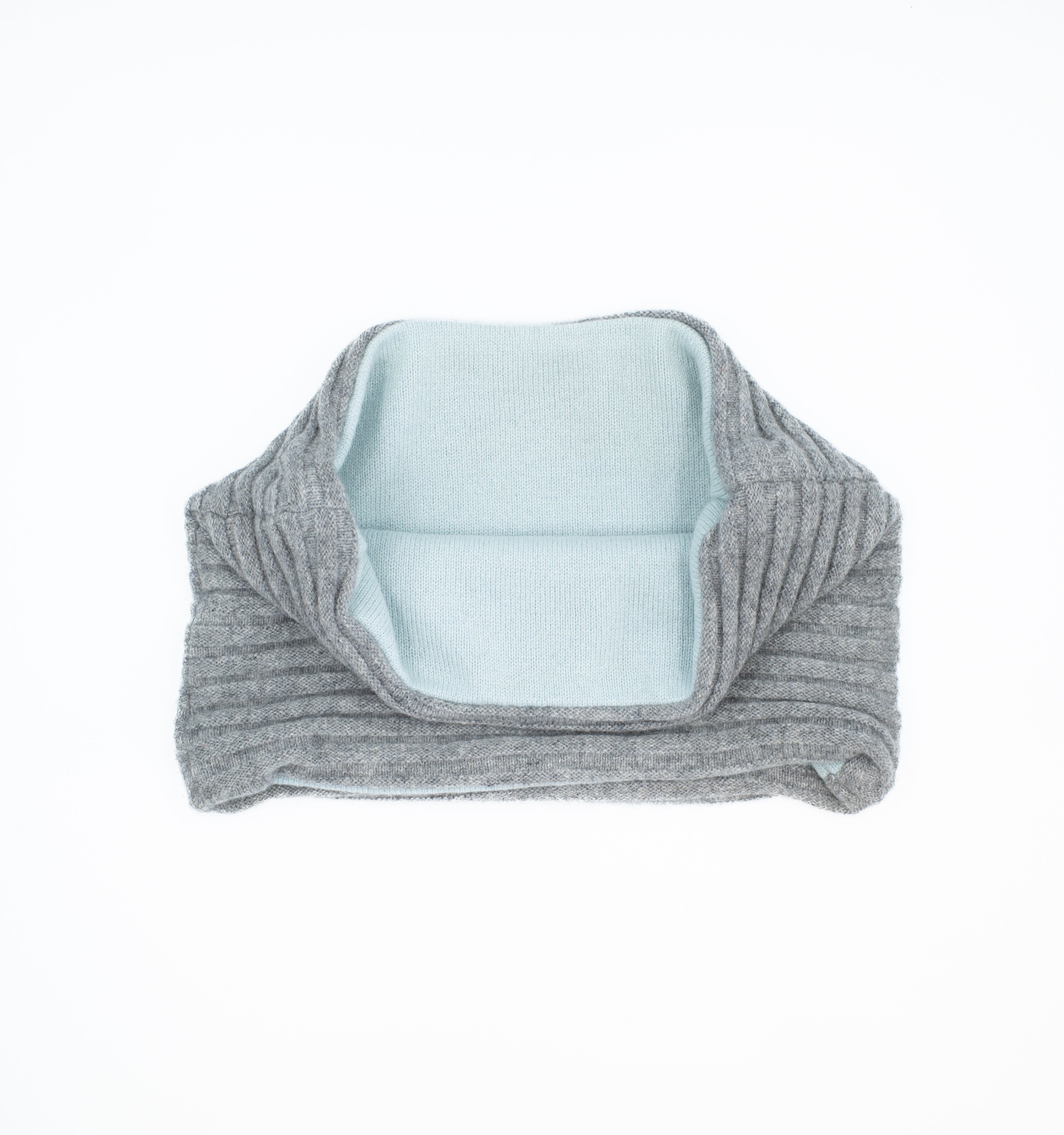 Smoke Grey Rib Knit and Sky Blue Neck Warmer