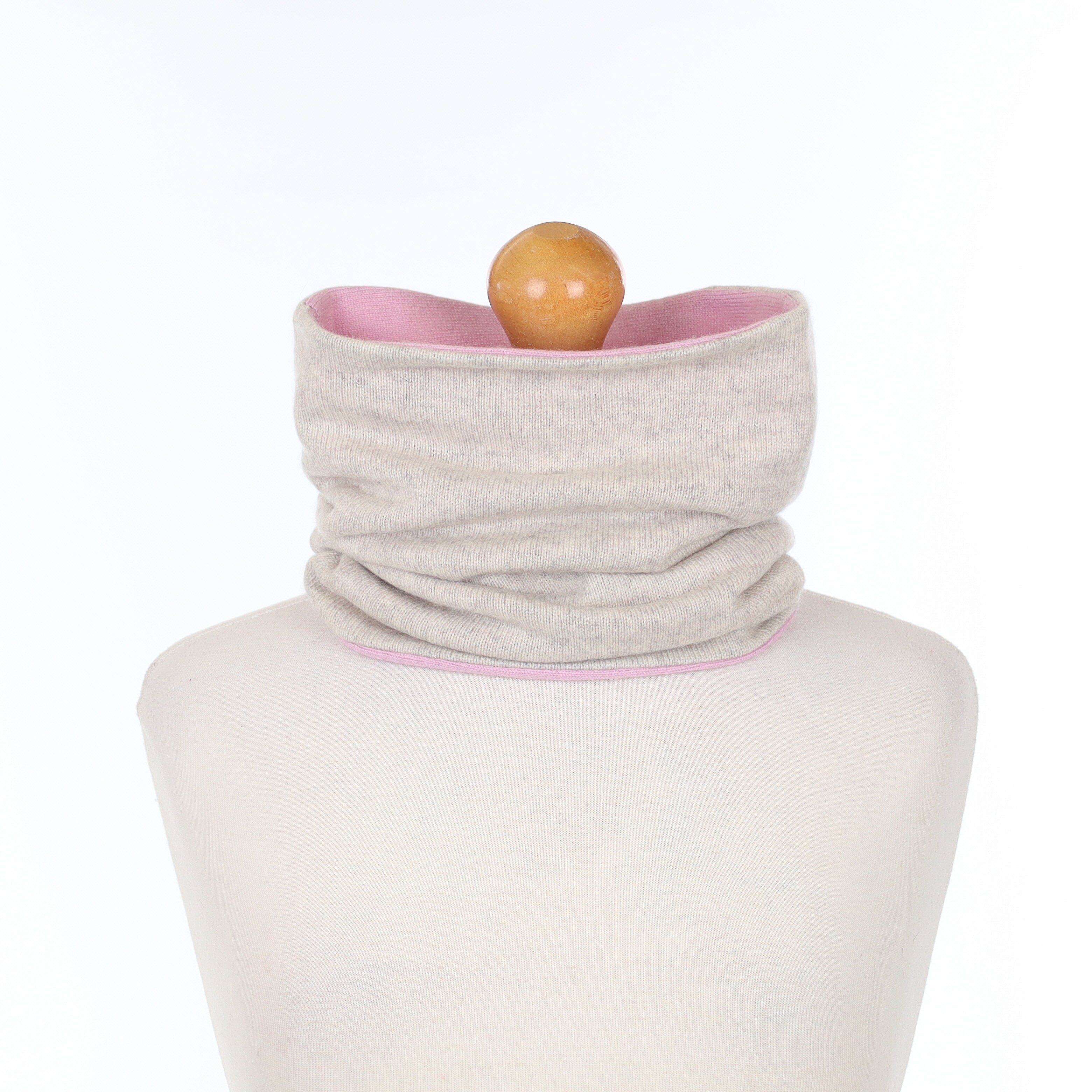 Ash Grey and Loganberry Pink Double Layered Snood