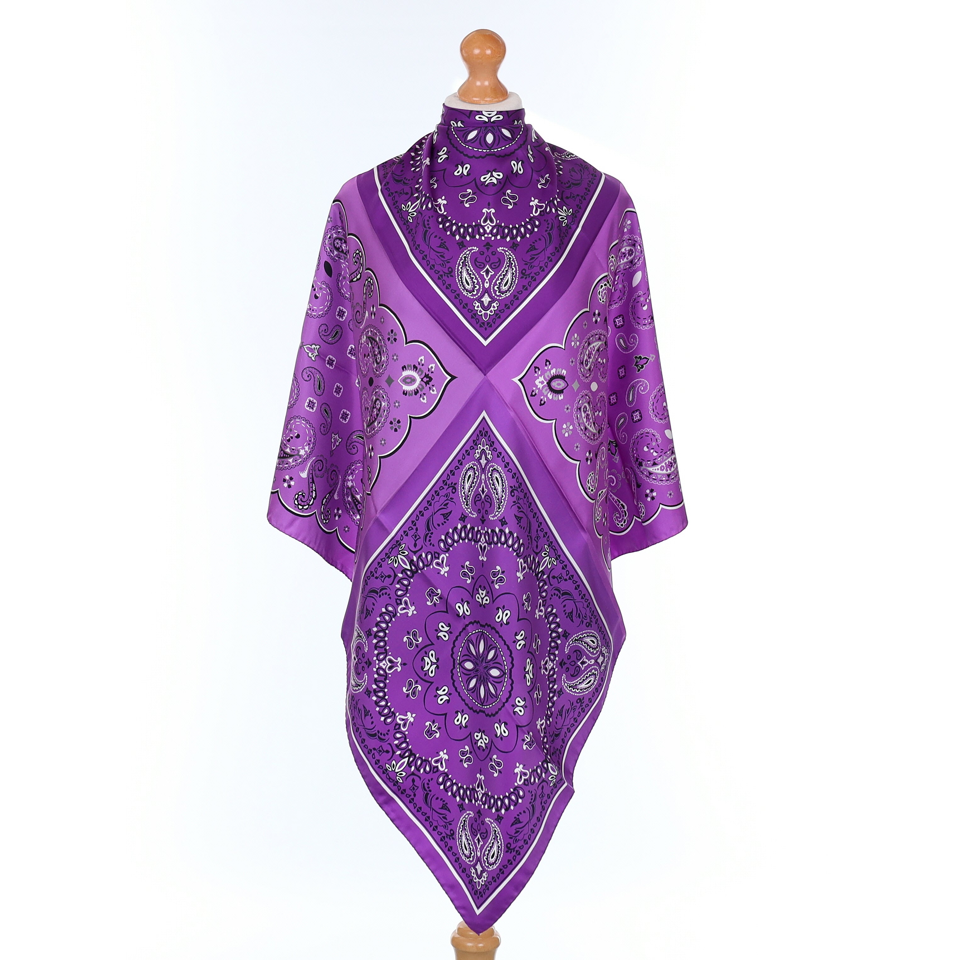 Brand New Italian Violet Purple Bandana Style Silk Scarf