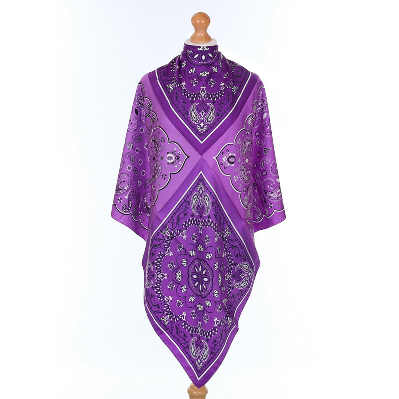 Brand New Italian Violet Purple Bandana Style Silk Scarf