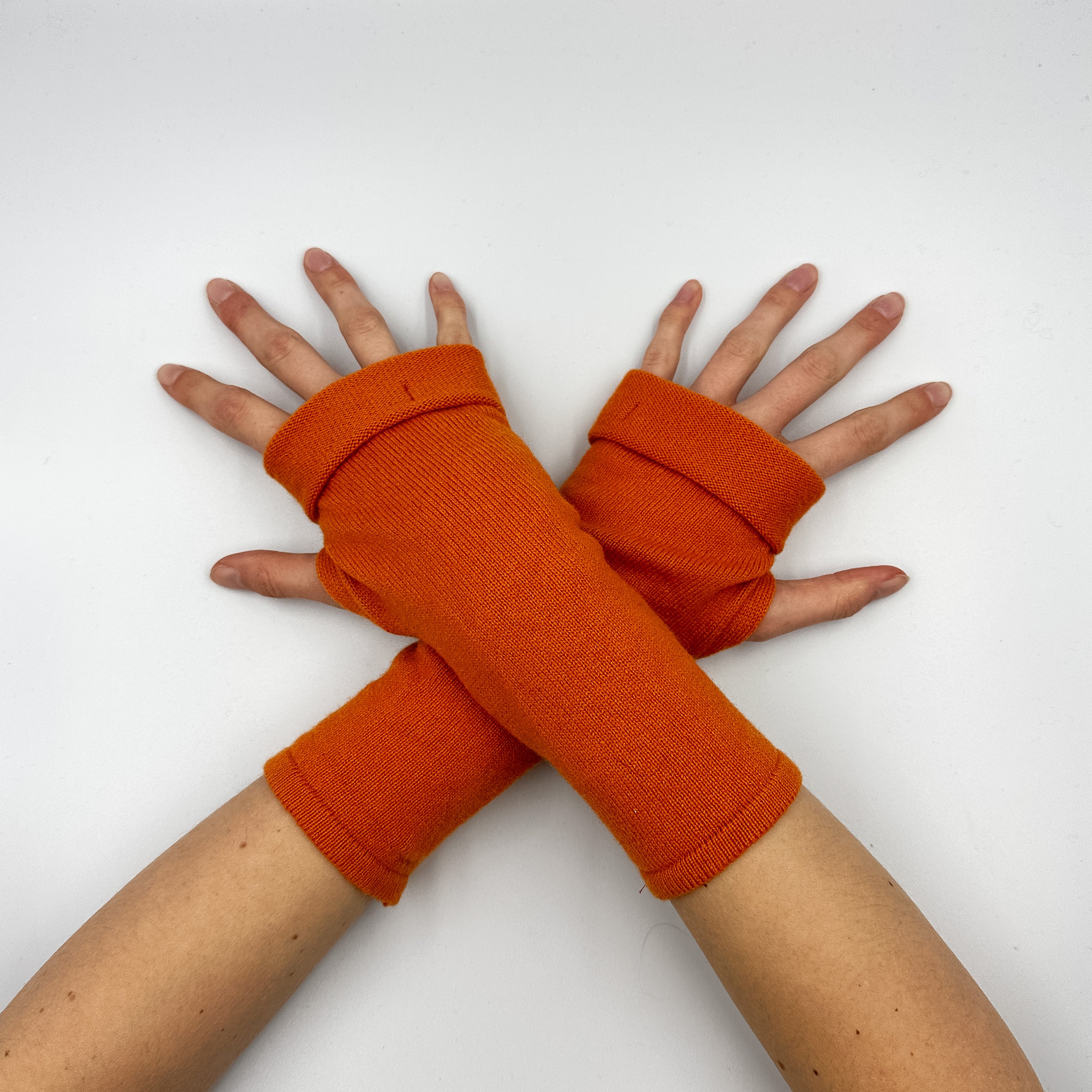 Tangerine Orange Fingerless Gloves