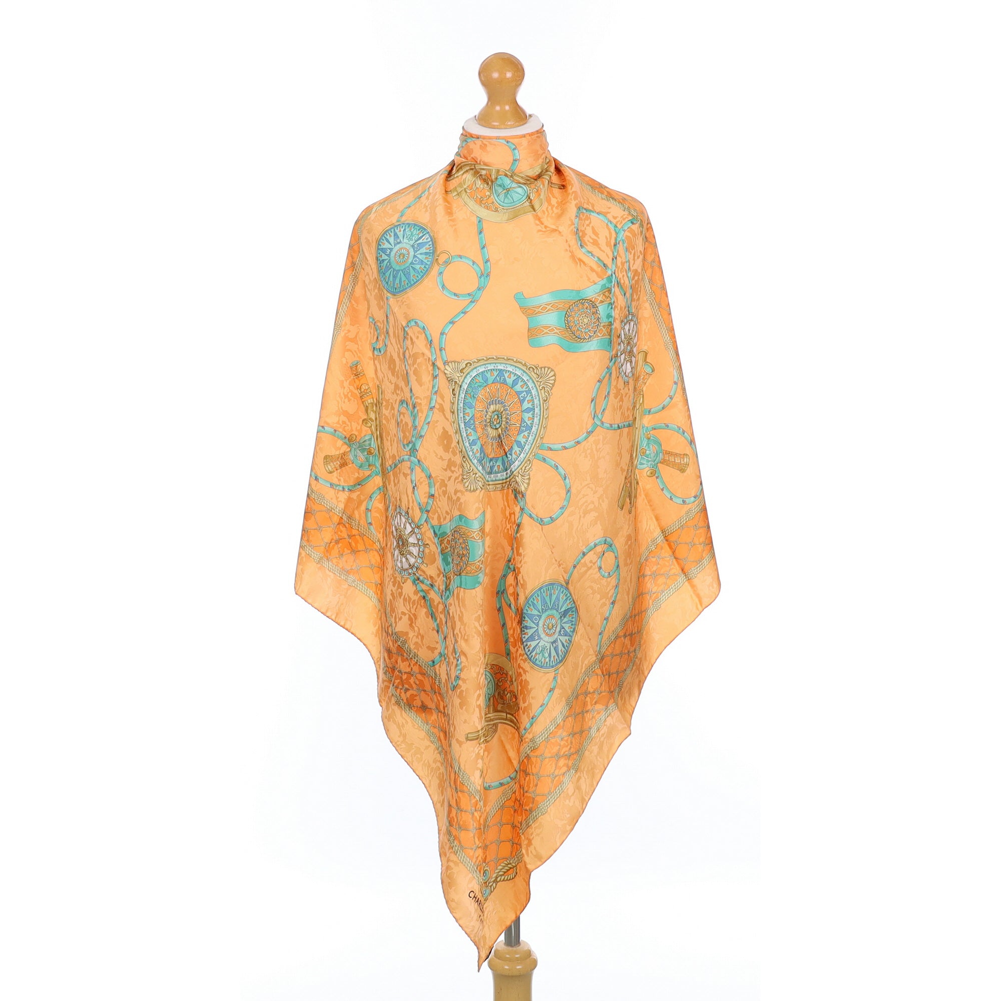 Charles Jourdan Apricot Nautical Silk Scarf
