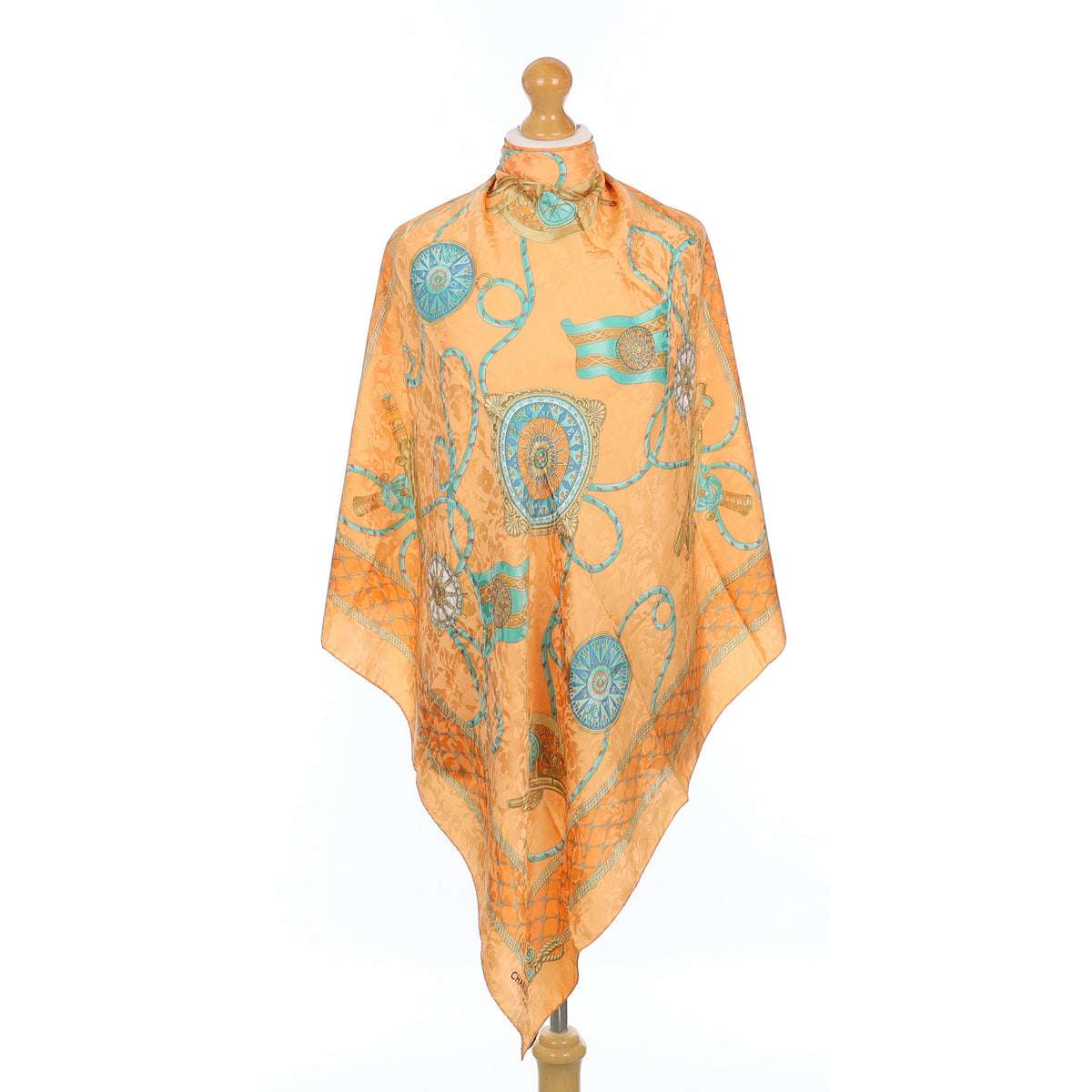 Charles Jourdan Apricot Nautical Silk Scarf