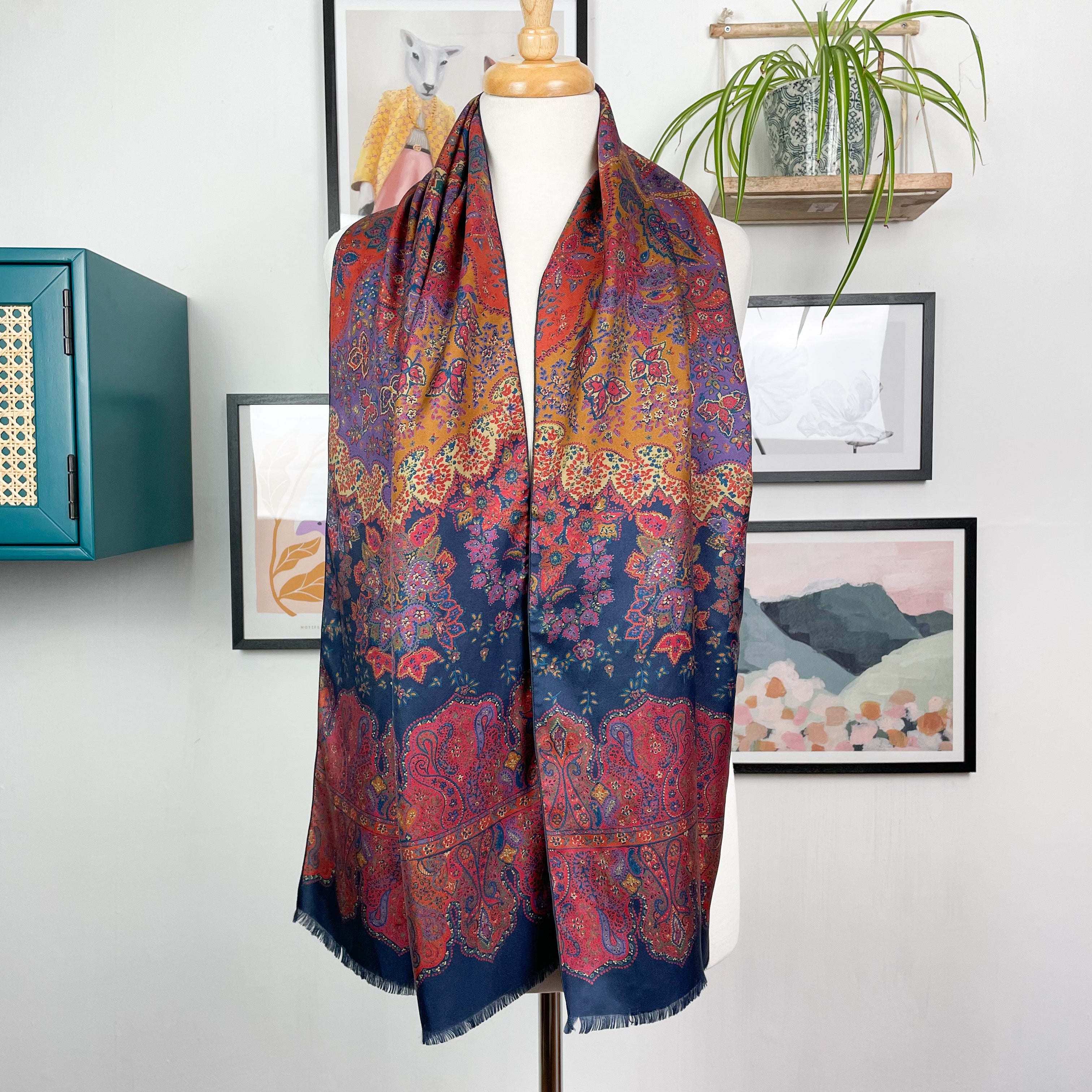 Liberty Paisley Long Vintage Silk Scarf