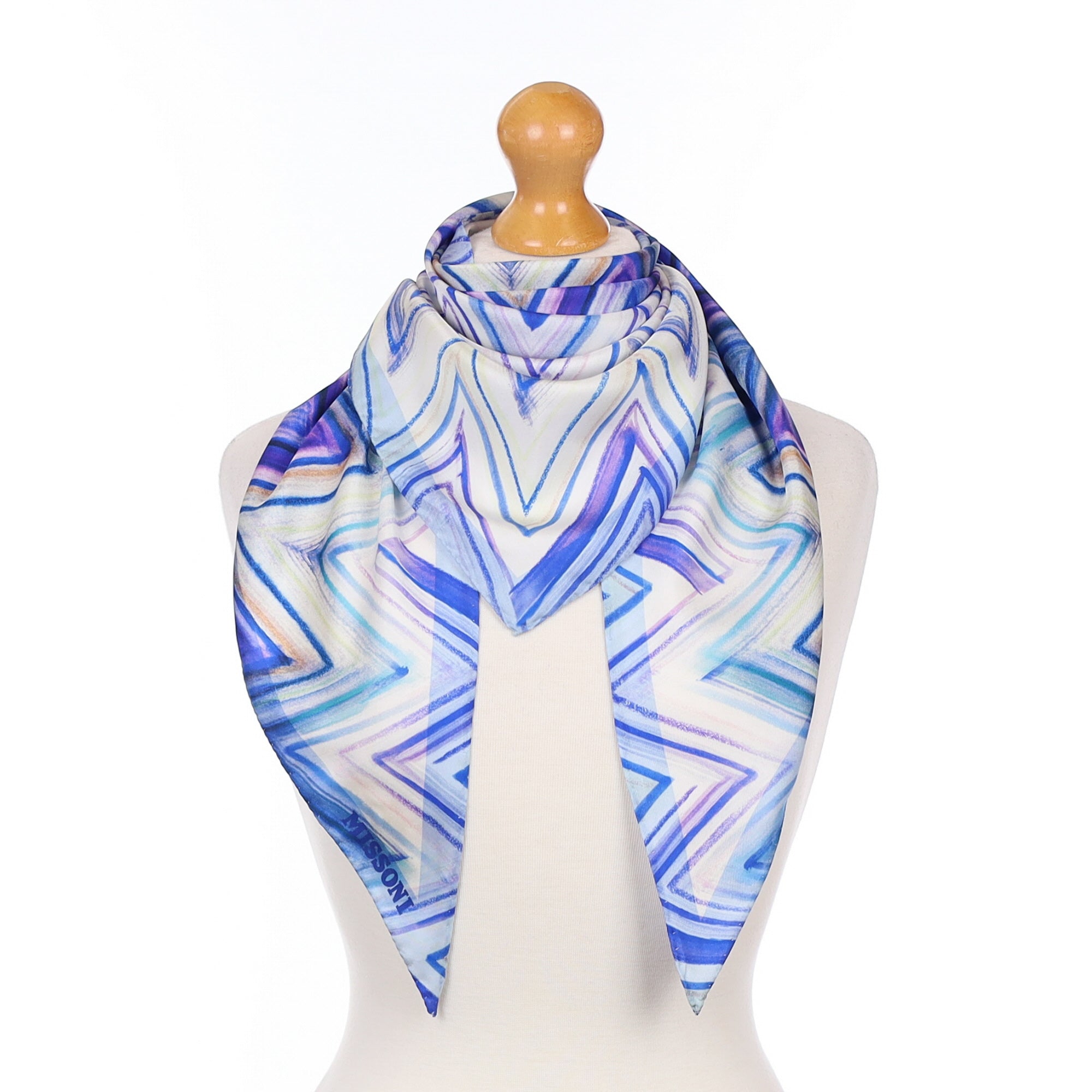 Missoni Blue Zigzag Triangle Silk Scarf