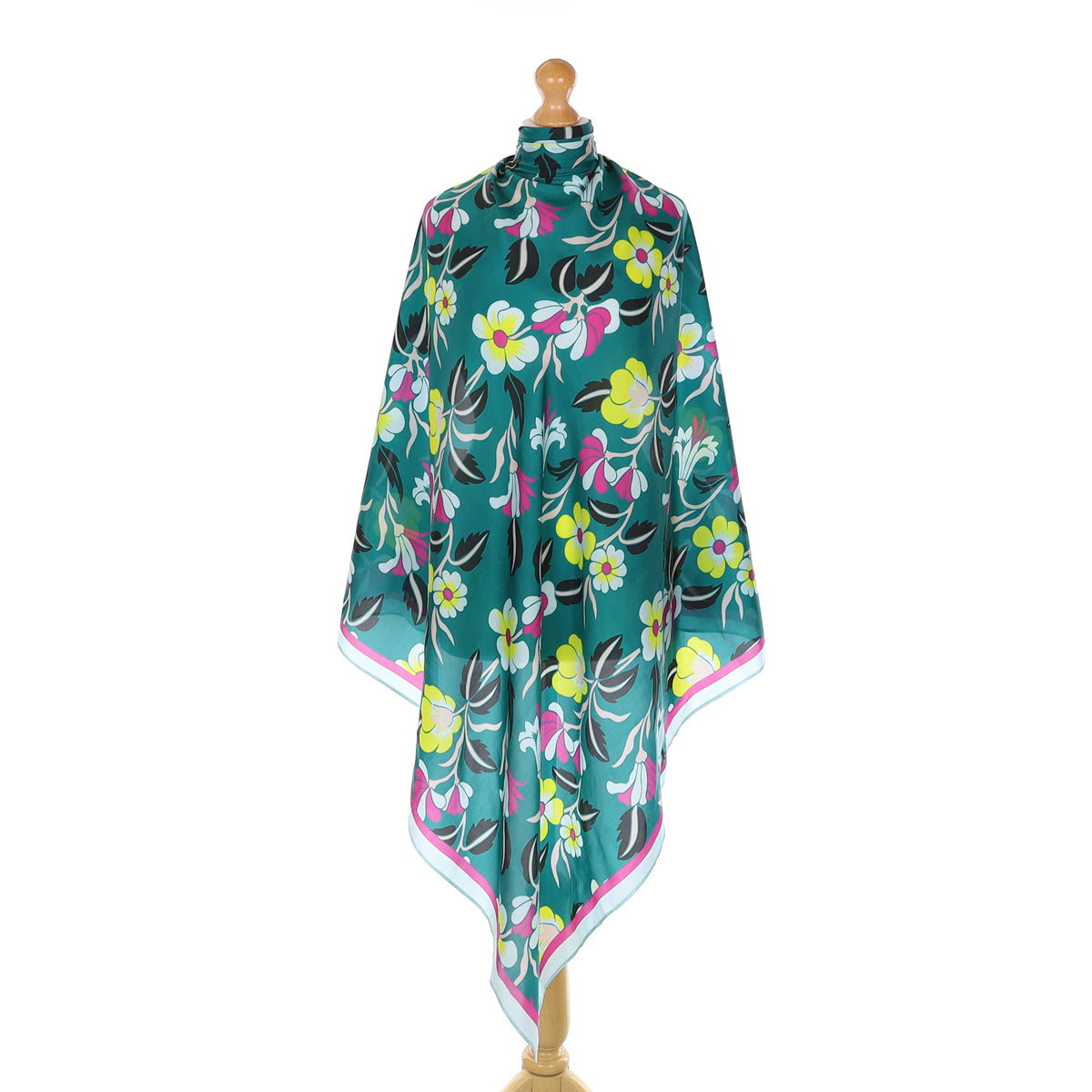 Brand New Anthropologie Teal Green Floral Silk Scarf