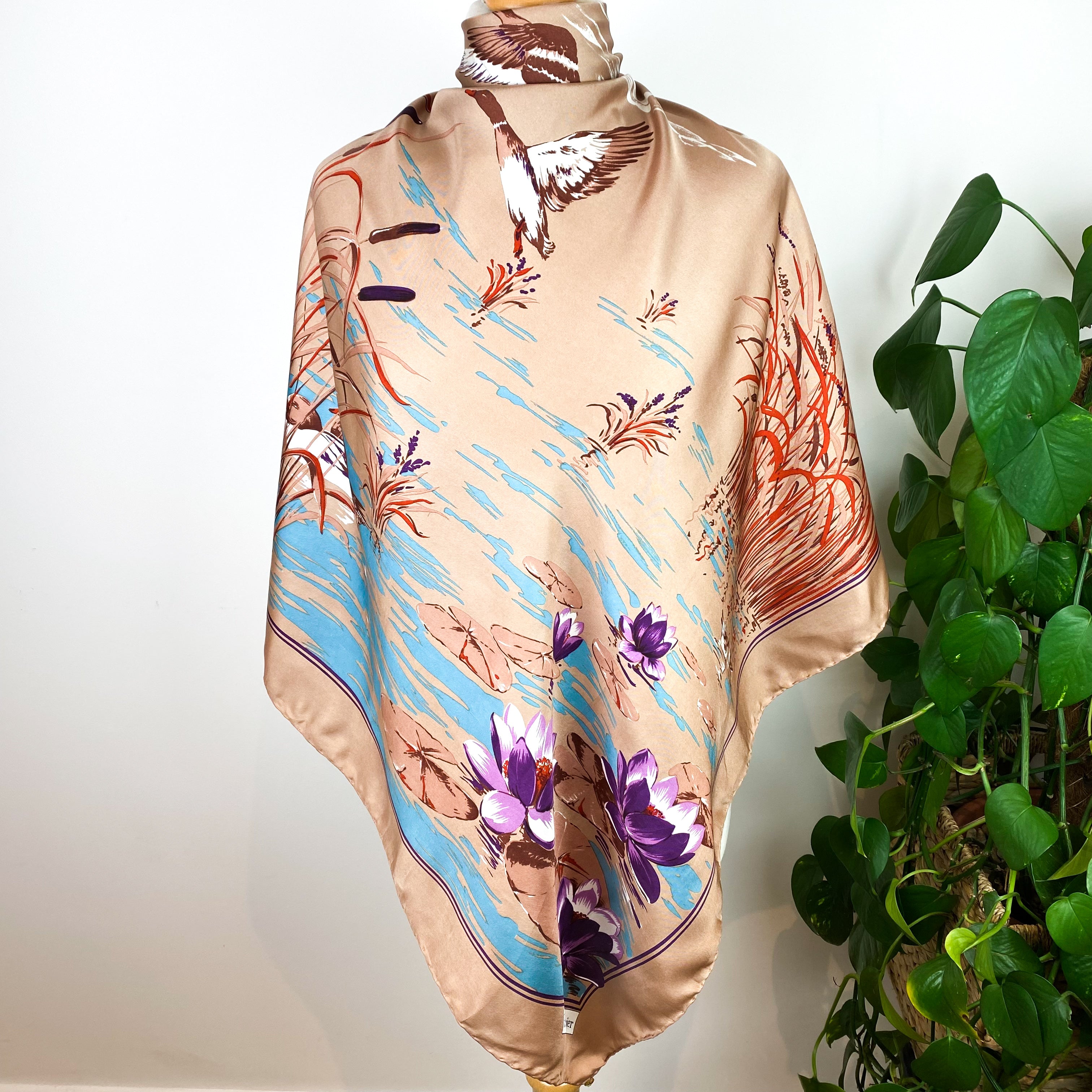 Pierre Charrier Floral Vintage Silk Scarf