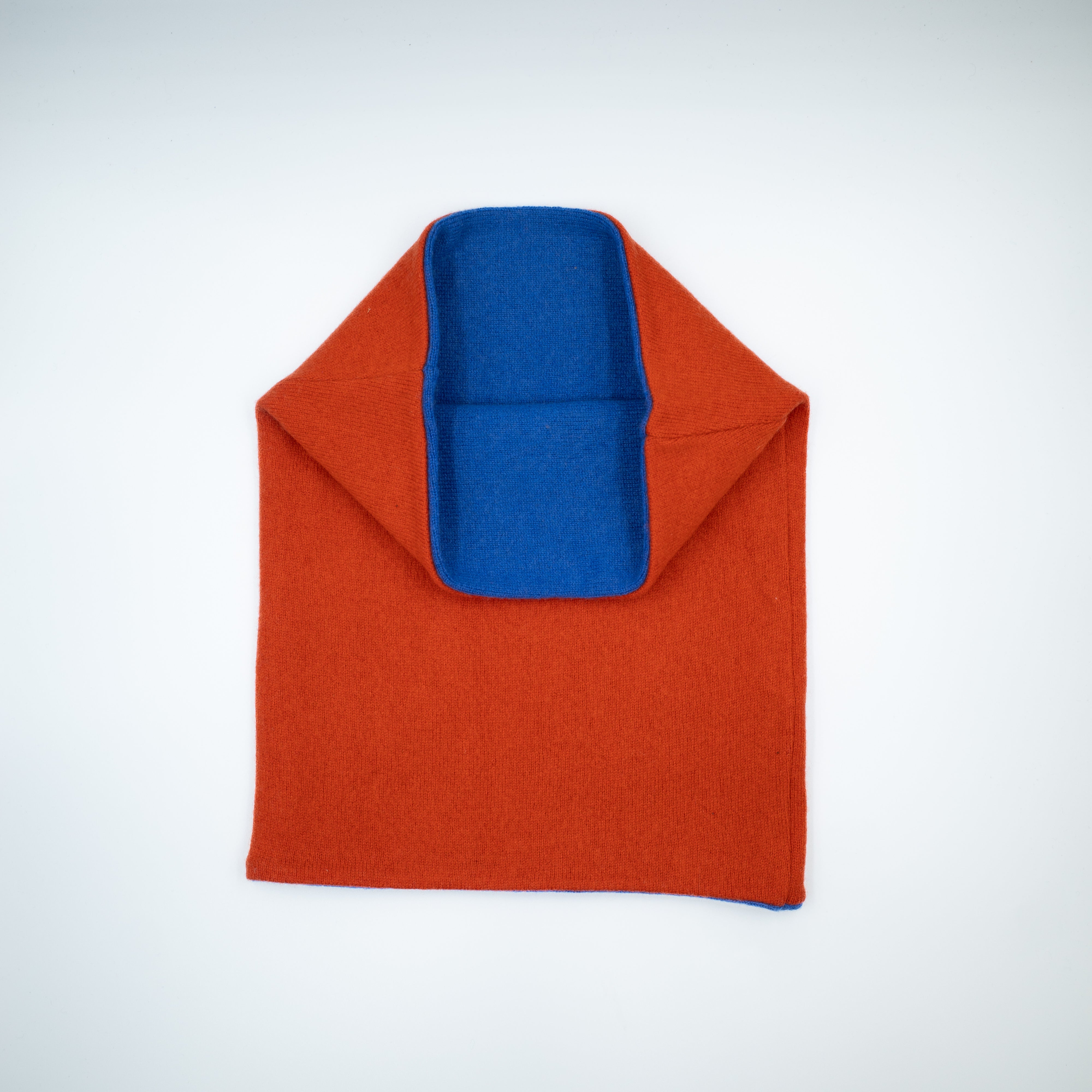 Men’s Bright Tangerine Orange and Blue Luxury Double Layered Snood