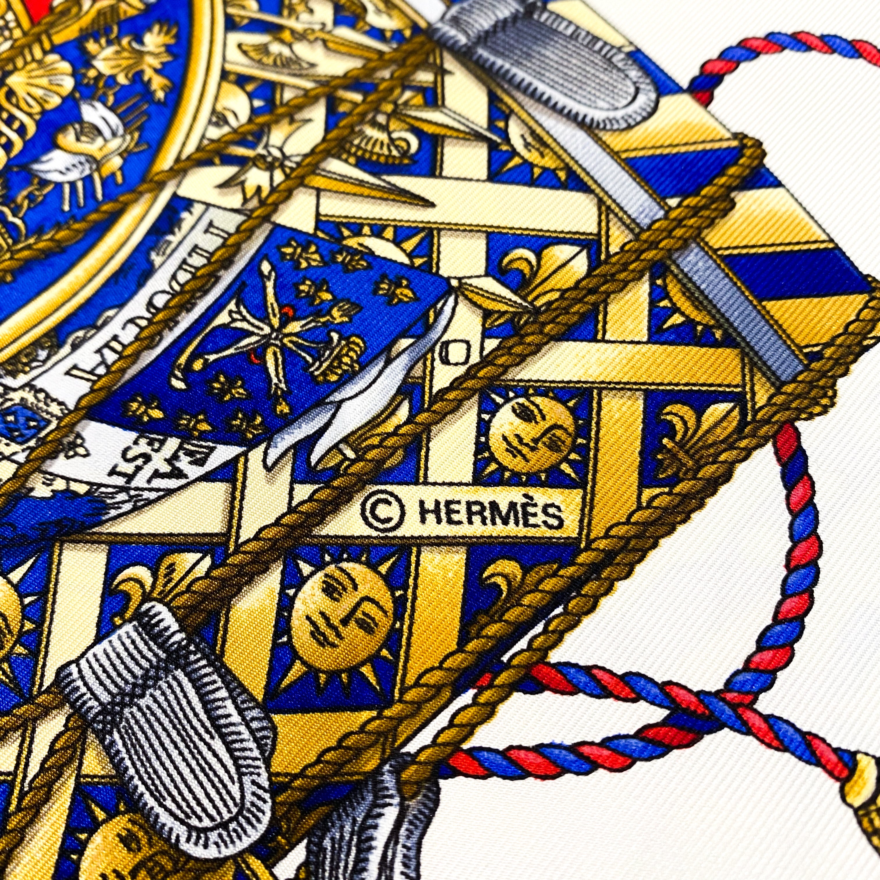 Boxed Hermes Les Tambours Vintage Silk Scarf