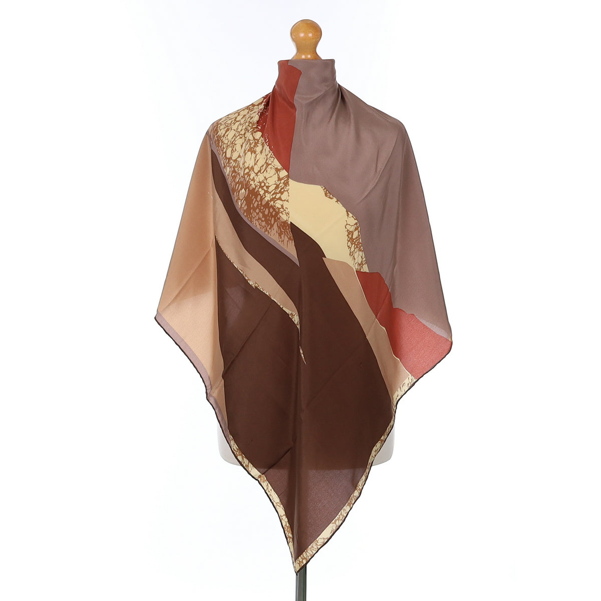 Ostinelli Brown Patterned Vintage Silk Scarf