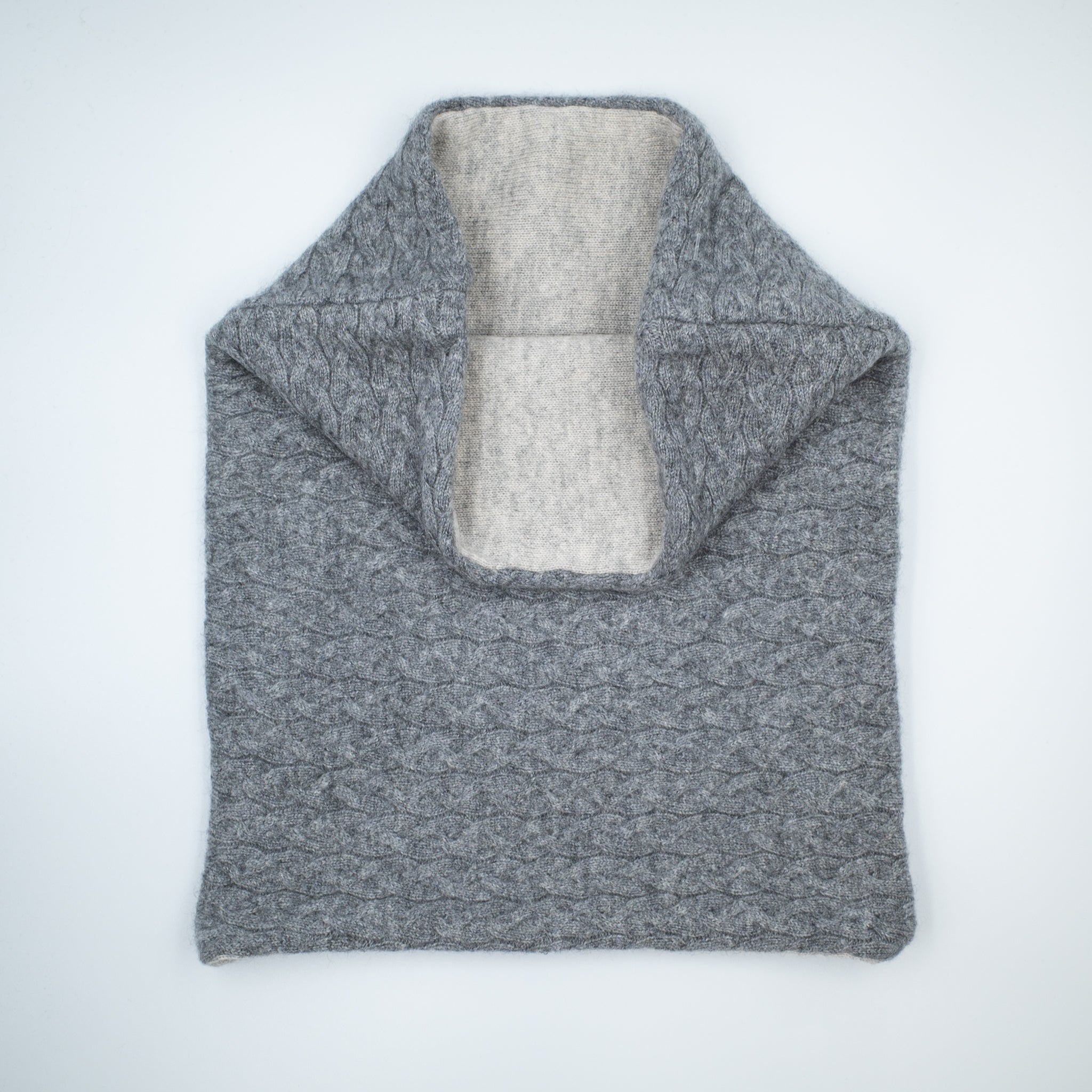 Men’s Ash Grey Cable and Pale Grey Double Layered Snood