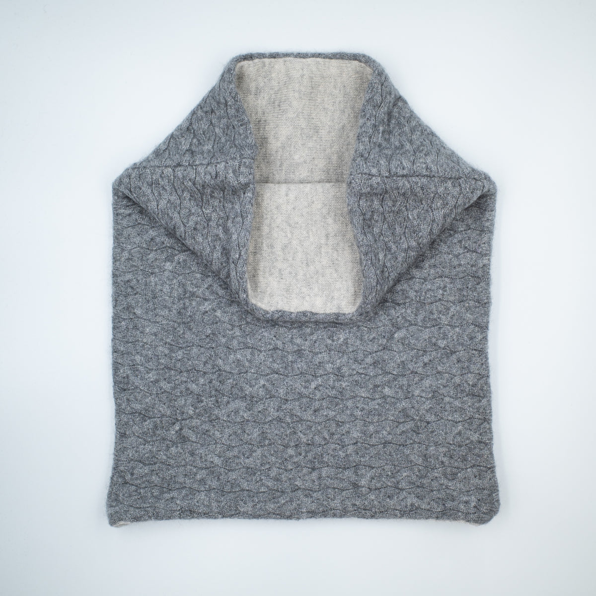 Men’s Ash Grey Cable and Pale Grey Double Layered Snood