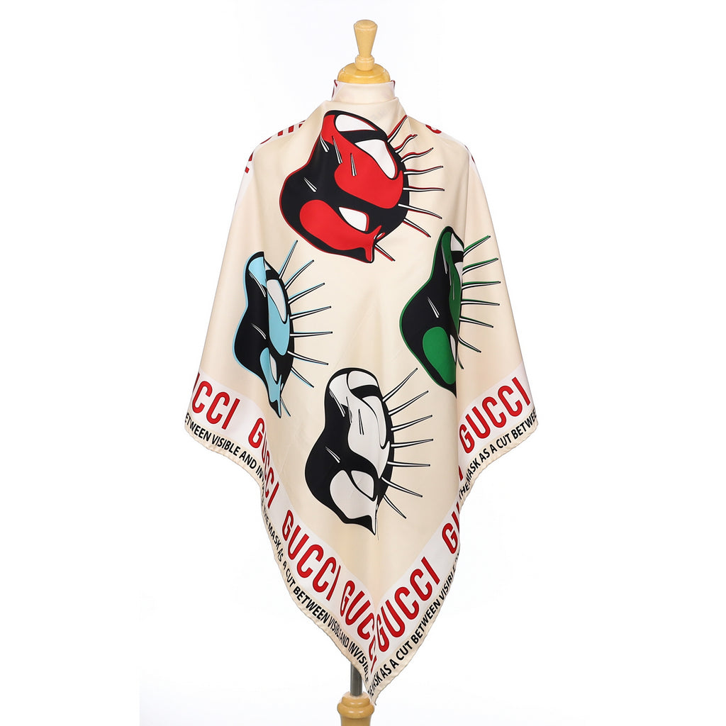 Brand New Gucci Coloured Mask Silk Scarf