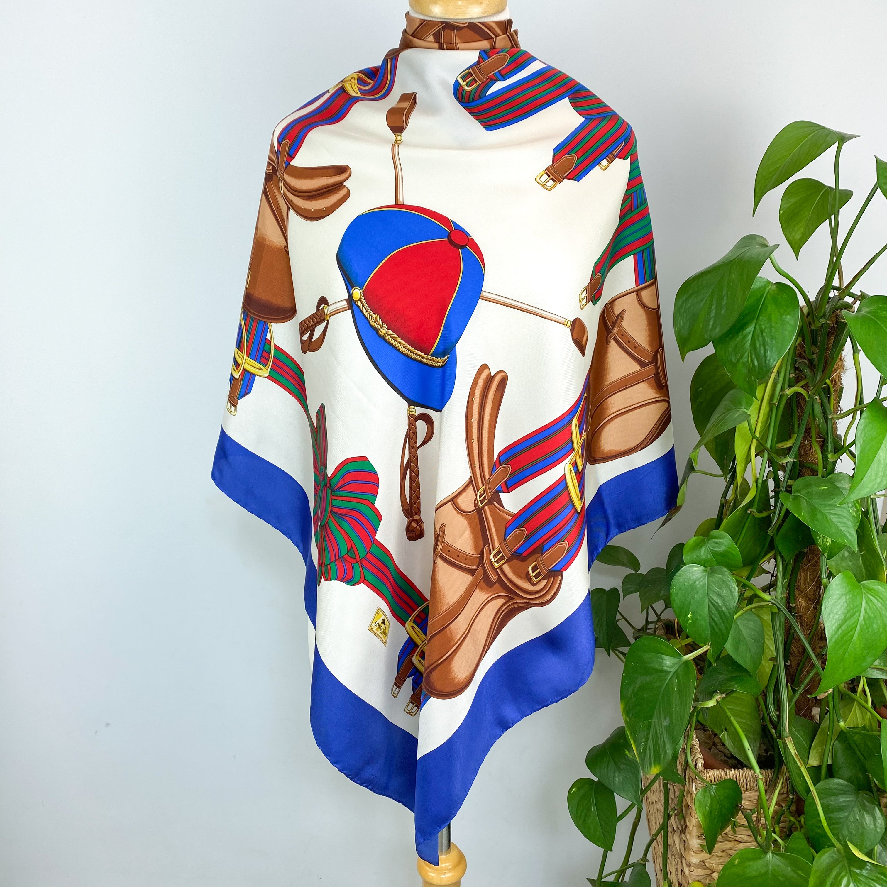 Stunning Longchamp Equestrian Designer Silk Scarf