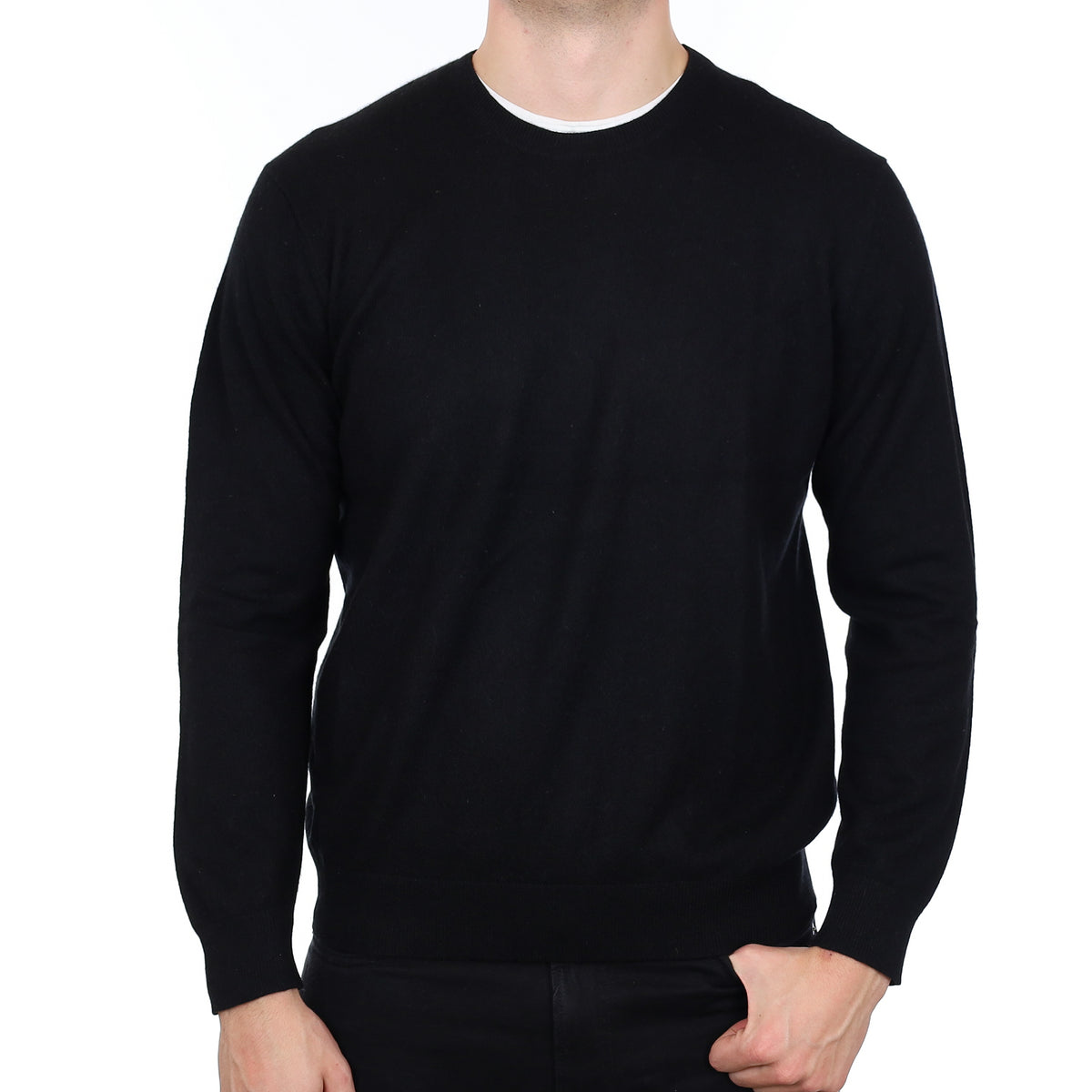 Men’s Black Cashmere Crew Neck Jumper Extra Large