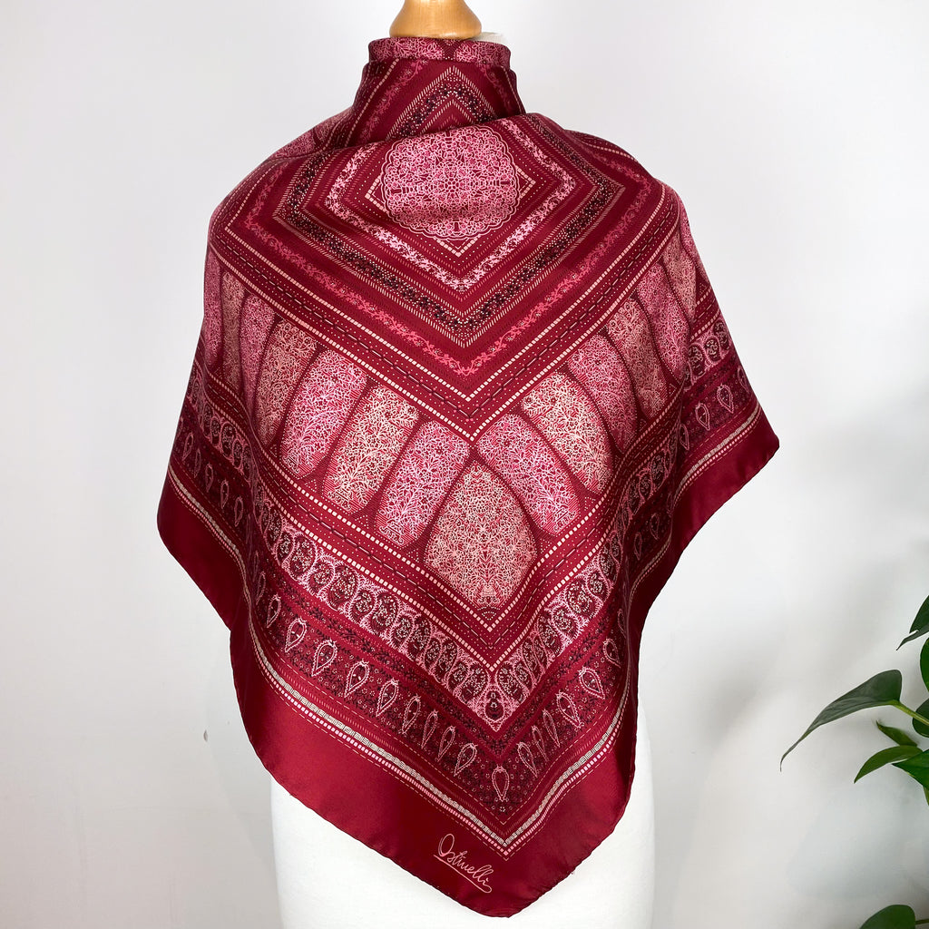 Unworn 1970s Ostinelli Paisley Vintage Silk Scarf